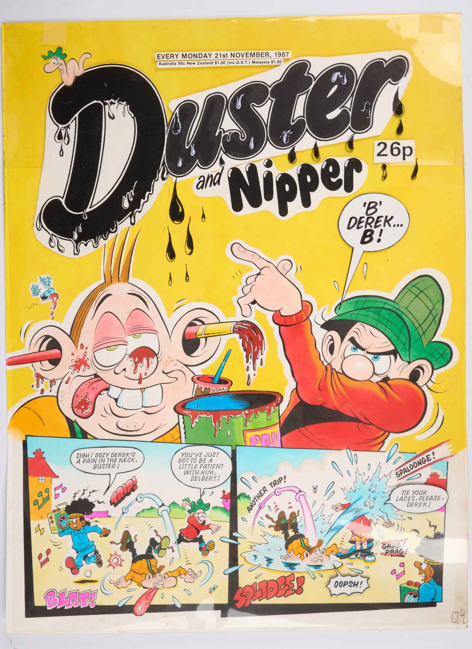 Tom Paterson Duster and Nipper 21st November 1987 Comic Cover Page Art (Fleetway, 1987) (1 of 4)