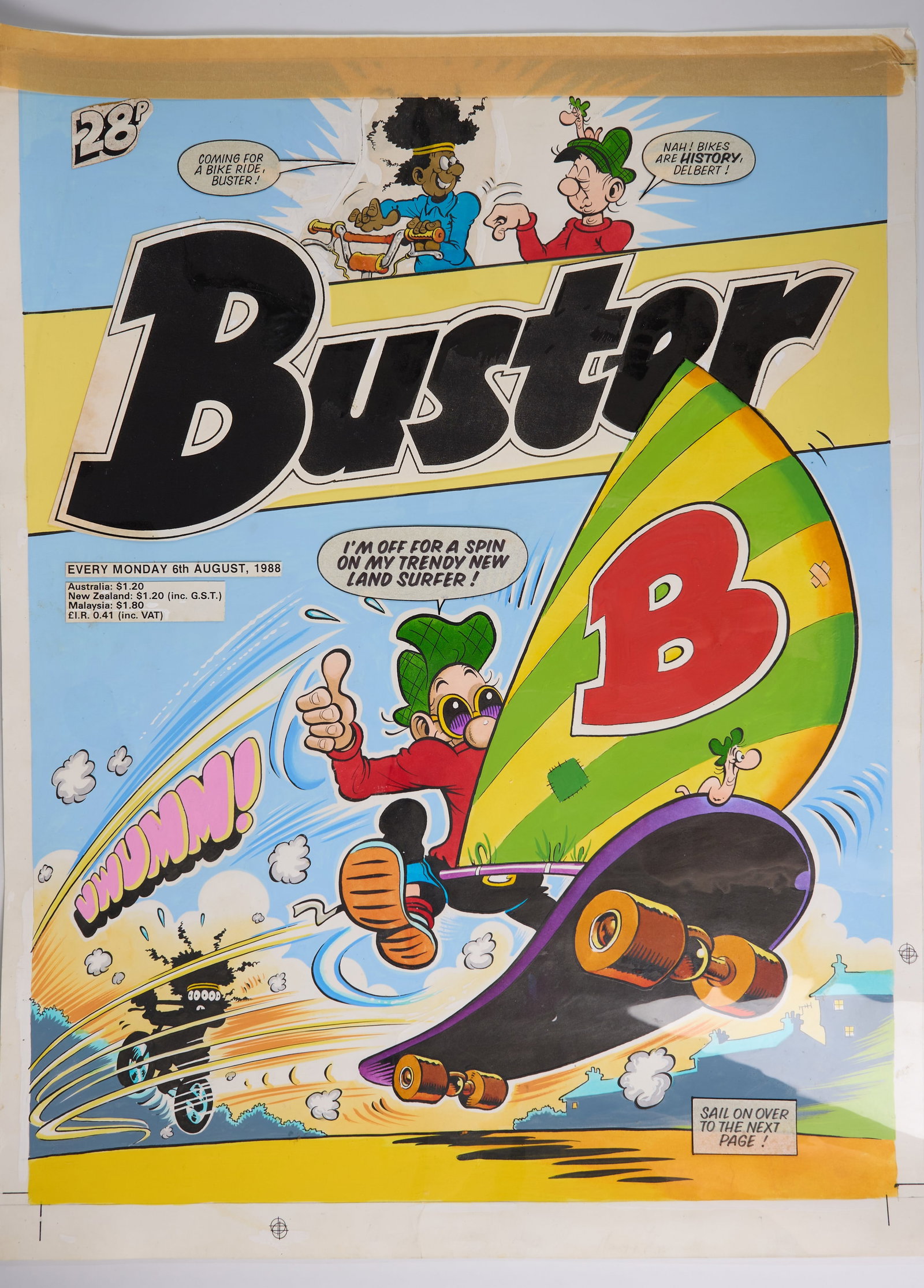 Tom Paterson Buster 6th August 1988 Comic Cover Art (Fleetway, 1988) Total 2 (1 of 4)