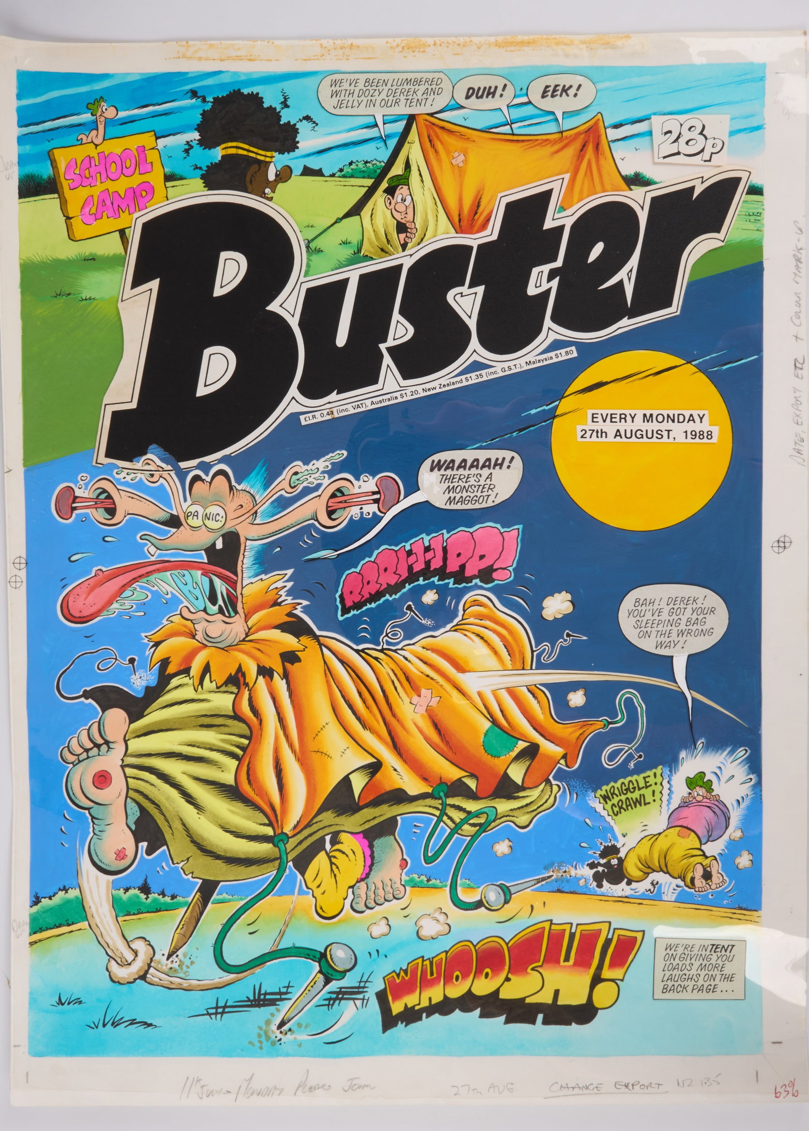 Tom Paterson Buster 27th August 1988 Comic Cover Art (Fleetway, 1988) Total 2 (1 of 5)