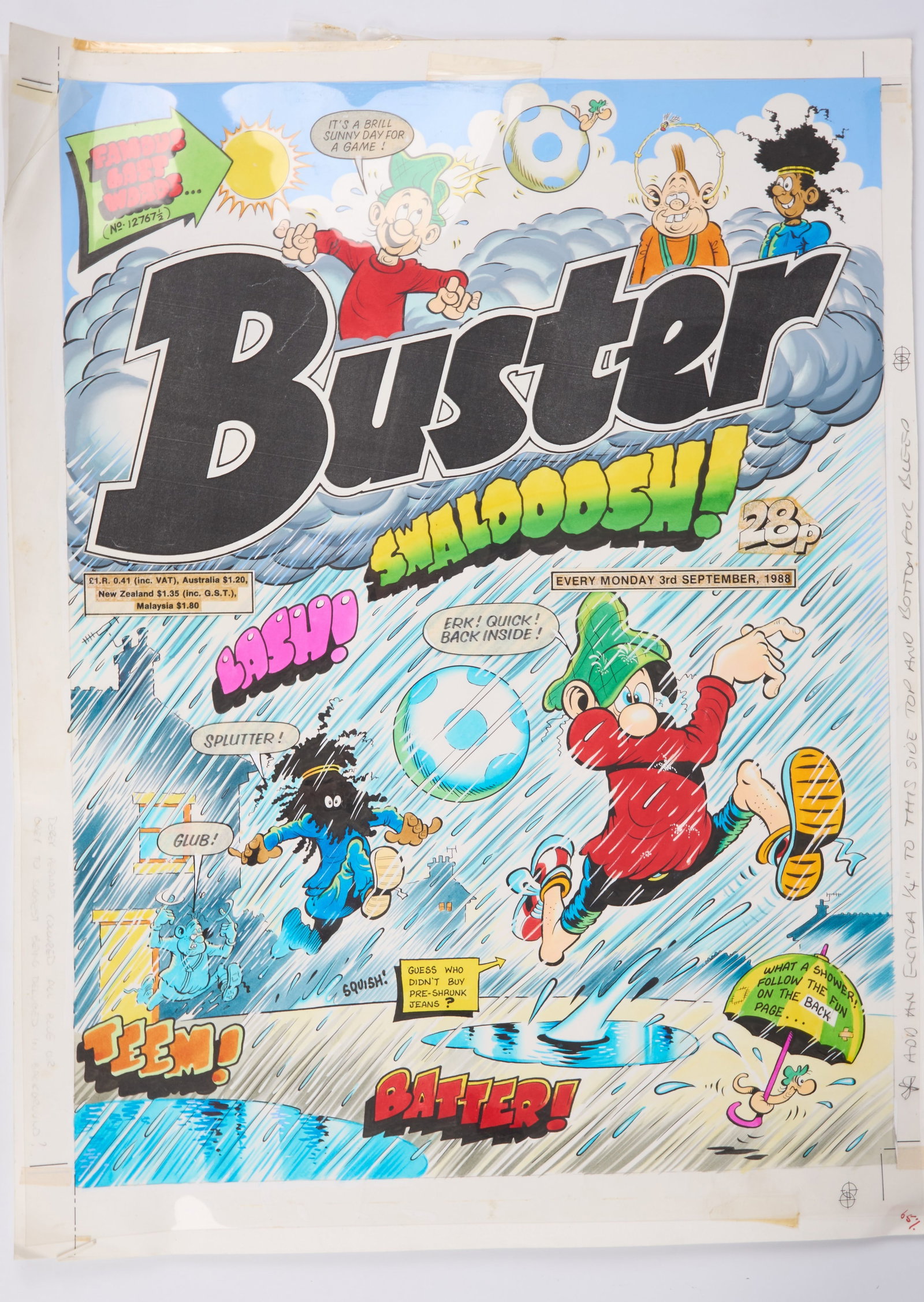 Tom Paterson Buster 3rd September 1988 Original Cover Art (Fleetway, 1988) Total 2 (1 of 6)