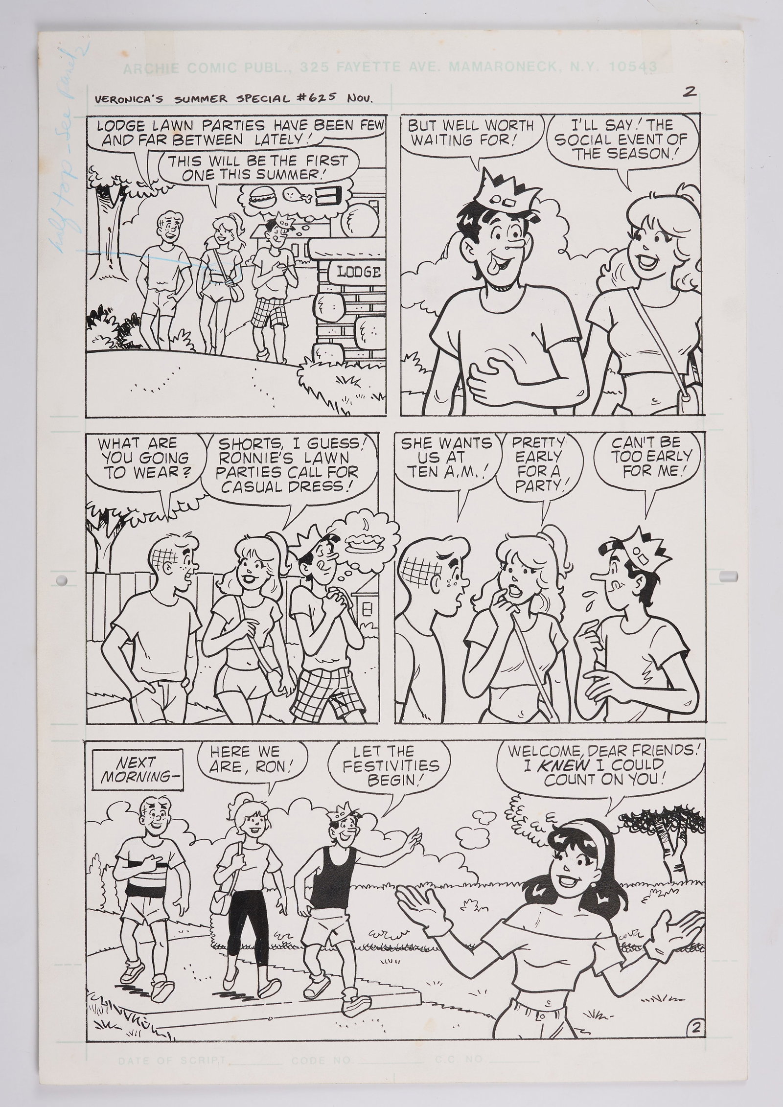 Dan Decarlo and Dan Parent Archie Veronica's Summer Special Story Pages#625 (Archie, 1991) Total 3 (1 of 6)