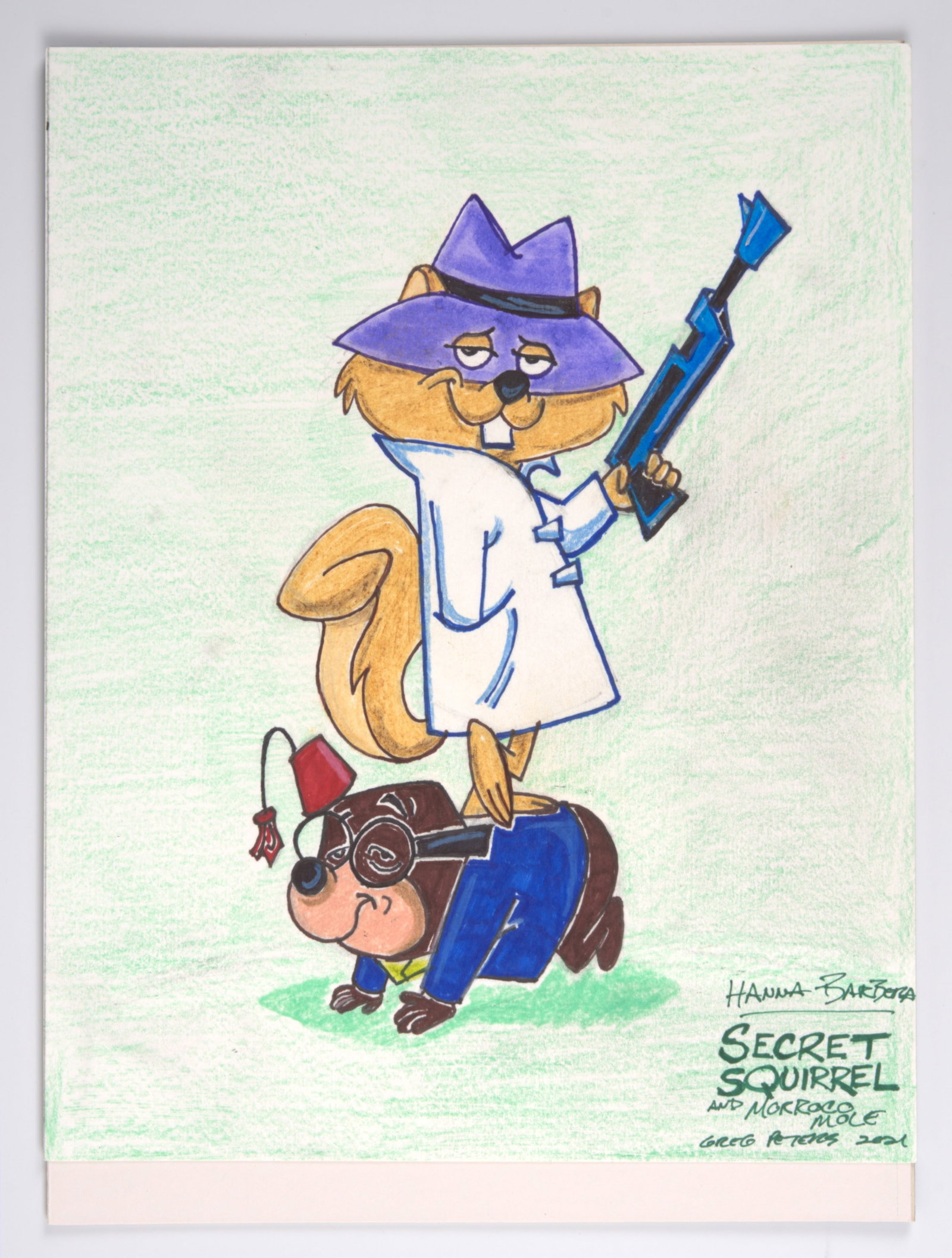 Greg Peters Original Art of Secret Squirrel and Morocco Mole Signed (2021) (1 of 2)