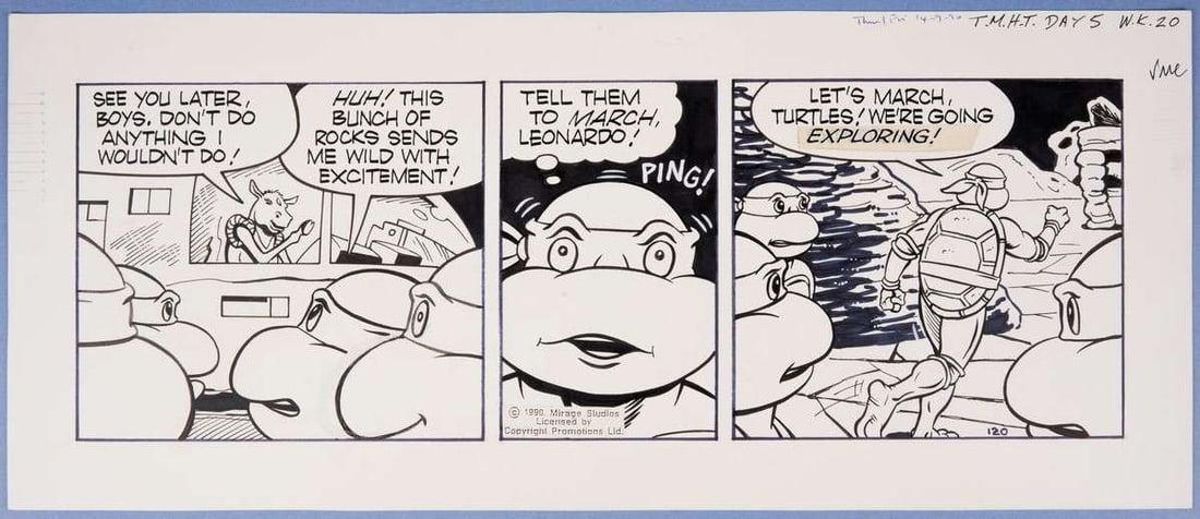Teenage Mutant Ninja Turtles Original Inked Daily Comic Strip (Mirage Studios, 1990) (1 of 1)