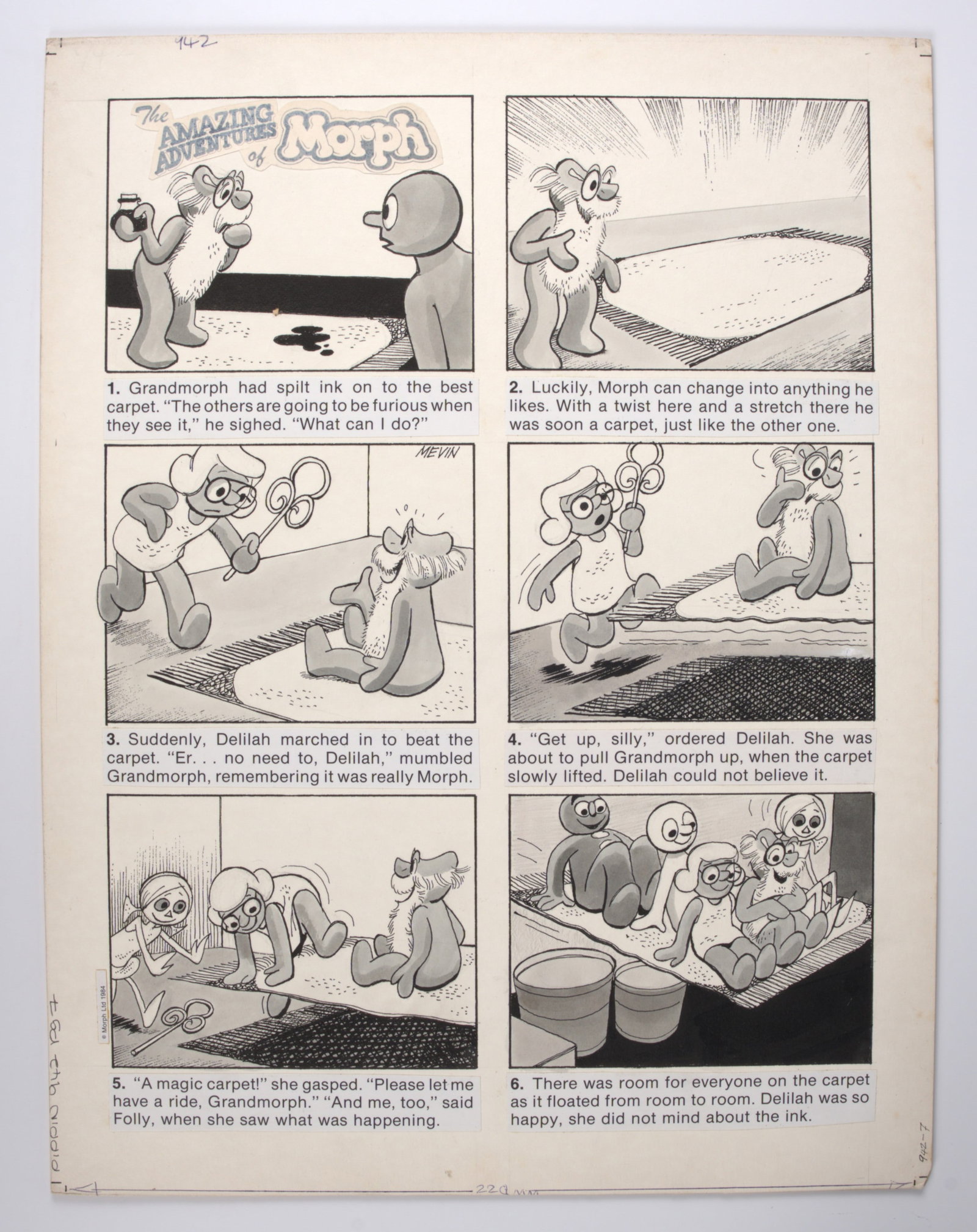 Bill Mevin The Perishers & Adventures of Morph Ink Comic Art Pages (1980-1990s) Plus Playhour Art (1 of 4)