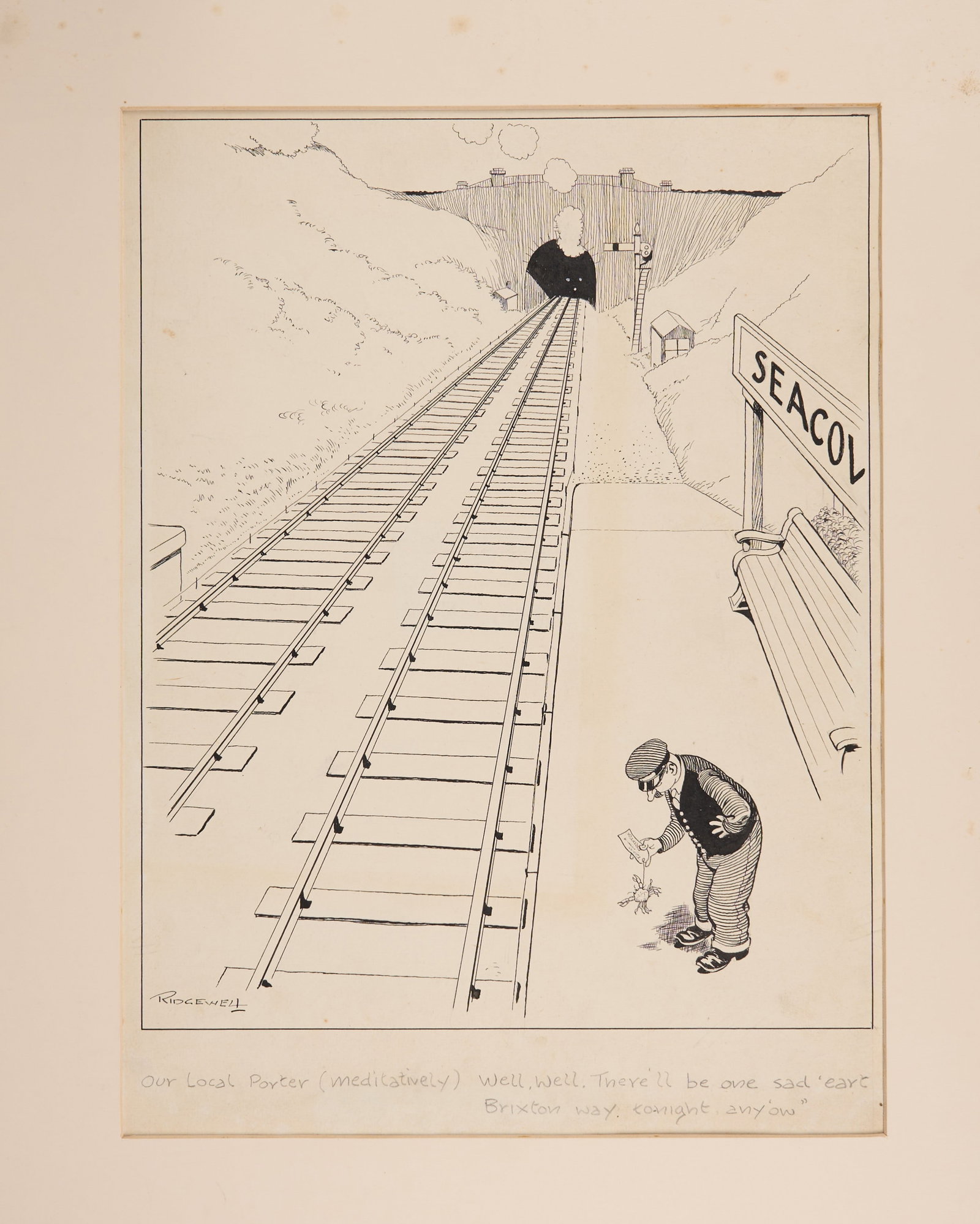 Ridgewell (William Leigh, 1881-1937) British Pencil And Ink Art Of Conductor (1 of 1)