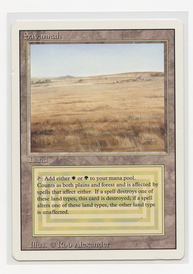 Savannah - Revised Dual Land (EX): Savannah from Revised in Excellent condition. This card shows only very light wear and a singular ding on the border.