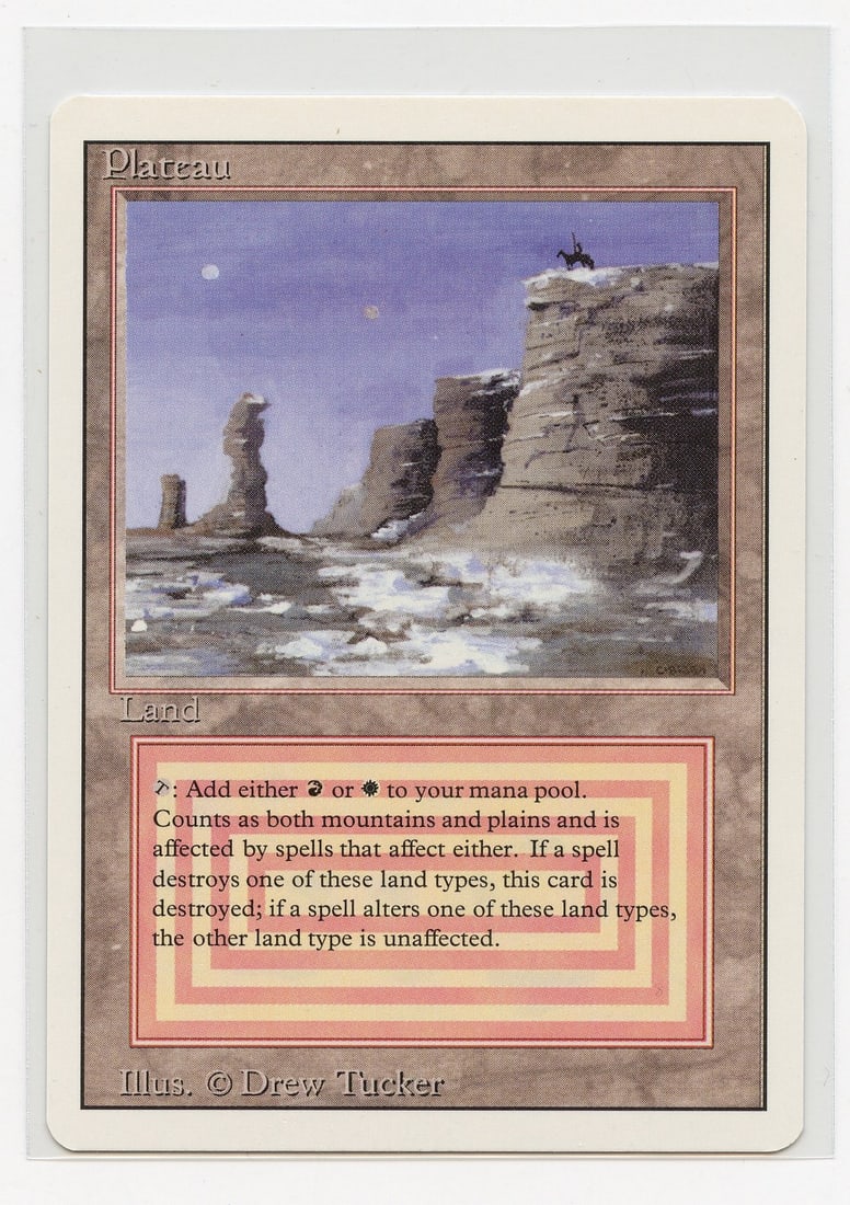 Plateau - Revised Dual Land (EX+): Plateau from Revised, in Excellent+ condition with almost no border wear and surface marks. Only a couple of tiny border dings stop this card from being NM.