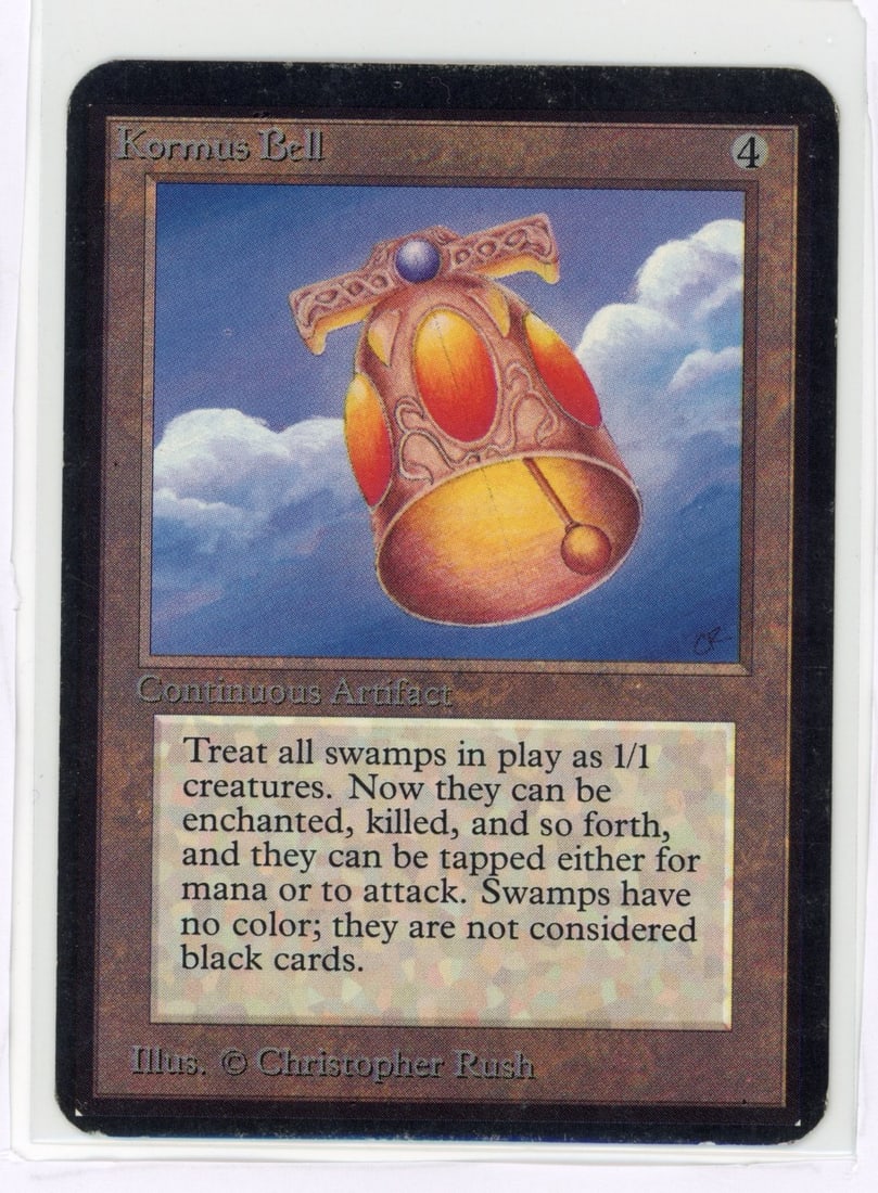 Kormus Bell - Alpha (LP+): Kormus Bell from Alpha, in Light Play+ condition.This card looks great. Wear on the borders is almost completely uniform, with no notable nicks or whitening other than a soft amount across all four