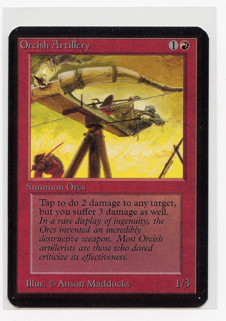 Orcish Artillery - Alpha (NM): Orcish Artillery from Limited Edition Alpha in an impressive Near Mint condition, with almost no border wear and surface marks.