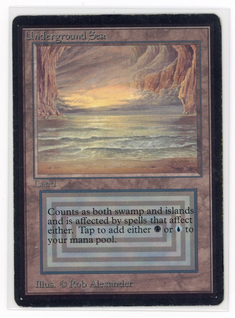 Underground Sea - Beta Dual Land (inked, PO): This Underground Sea from Beta initially presents as Light Play, however due to several examples of border inking (done to minimise visible wear), this card would be considered in Poor condition by