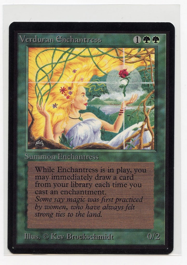 Verduran Enchantress - Beta (NM): Verduran Enchantress from Limited Edition Beta in an impressive Near Mint condition, with almost no border wear and surface marks.