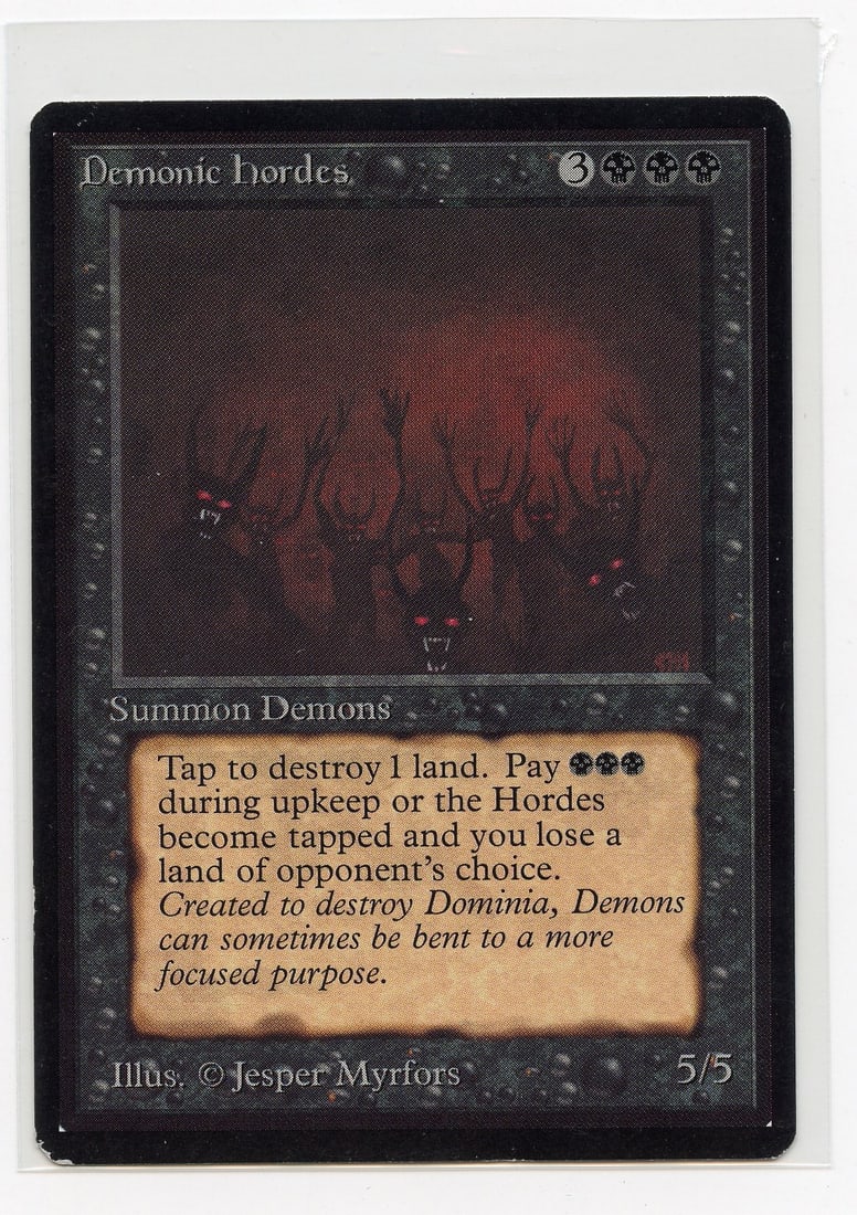 Demonic Hordes - Beta (EX): Demonic Hordes from Limited Edition Beta in Excellent condition, with only minor border wear and surface marks. Very light bend on bottom right corner.