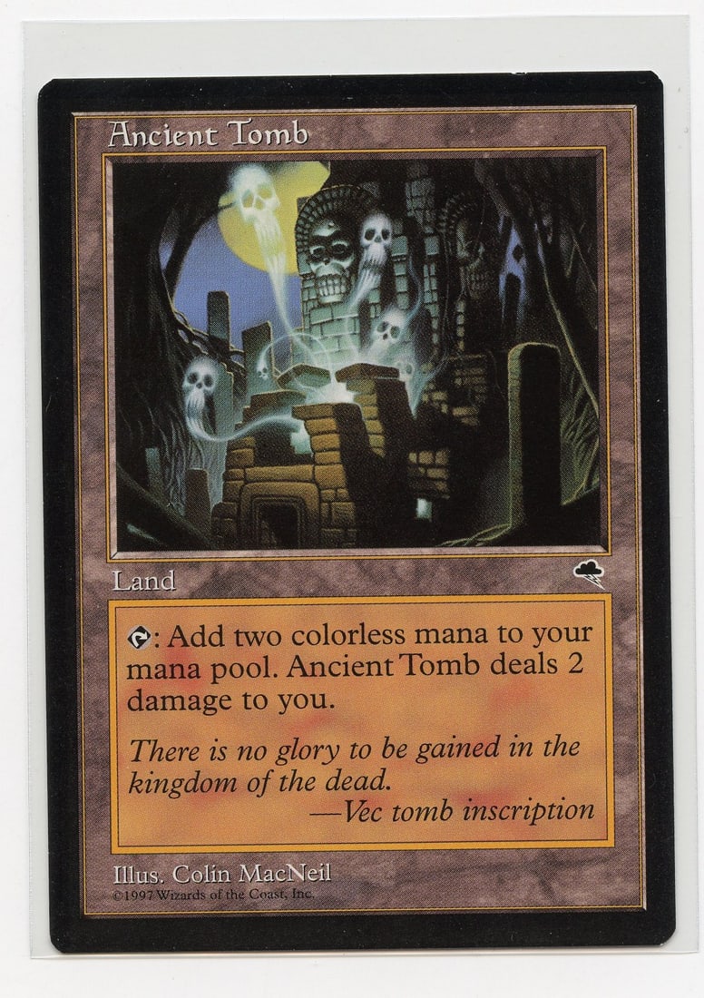Ancient Tomb - Tempest (EX+): Ancient Tomb from Tempest, in Excellent+ condition with almost no border wear and surface marks. Only a couple of tiny border dings stop this card from being NM.