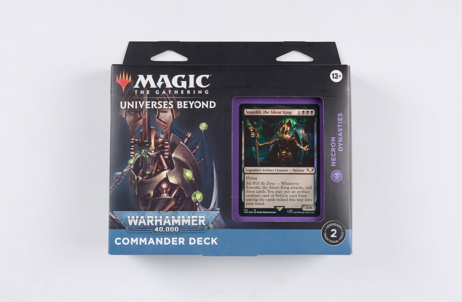 Warhammer 40,000 Necron Dynasties Commander Deck: The Warhammer 40,000 Necron Dynasties Commander Deck, in factory sealed condition.