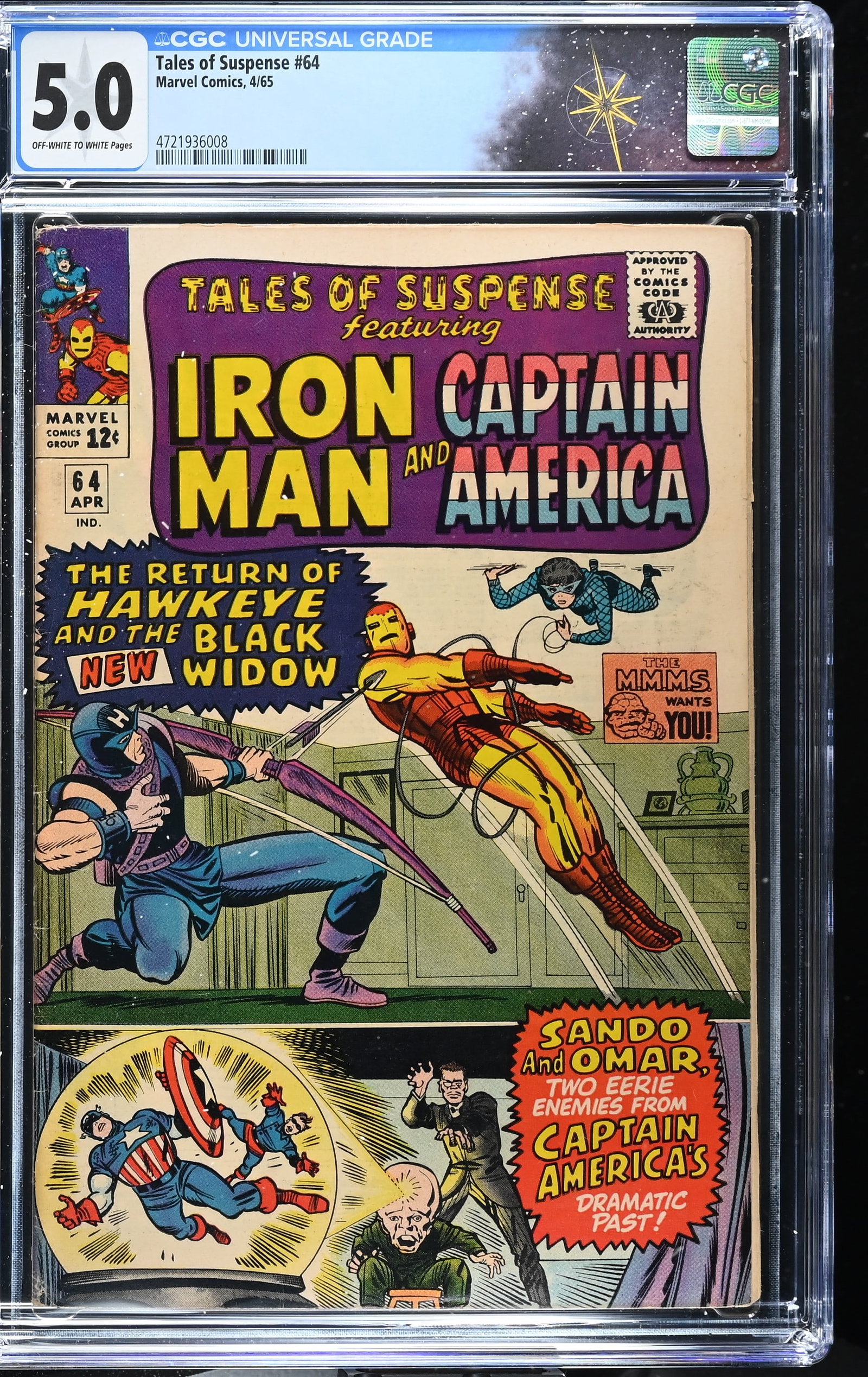 Tales of Suspense #64 CGC 5.0 1st Black Widow Costume 3rd App. of Hawkeye (Marvel Comics, 1965) (1 of 2)