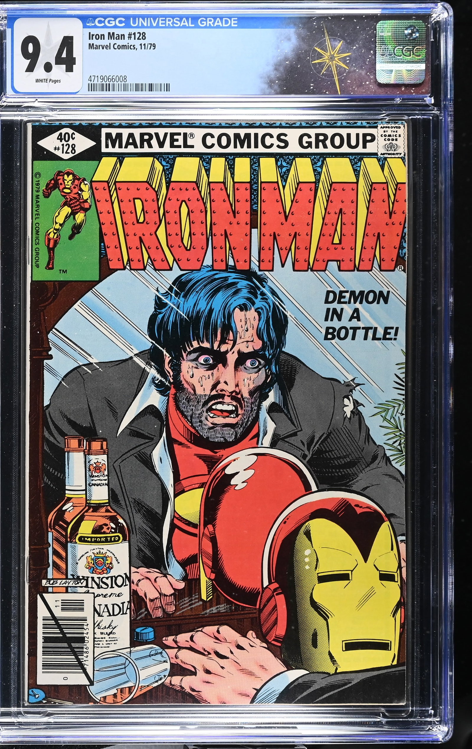 Iron Man #128 CGC 9.4 "Demon in a Bottle" Classic Cover Newsstand Edition (Marvel Comics, 1979) (1 of 2)