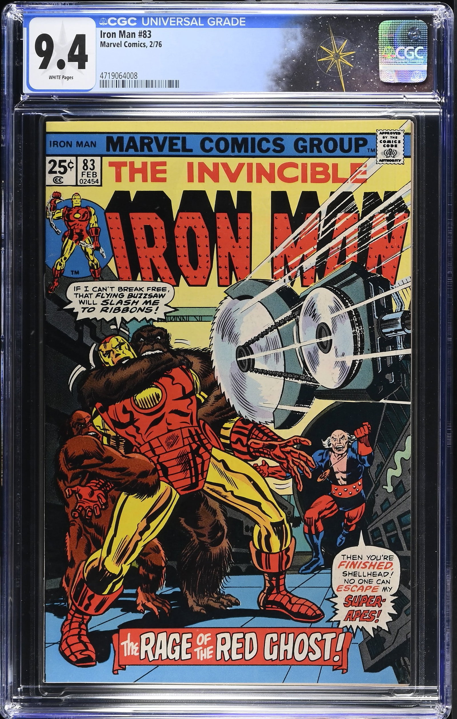 Iron Man #83 CGC 9.4 "The Rage of the Red Ghost!" Cover by Jack Kirby (Marvel Comics, 1976) White (1 of 2)