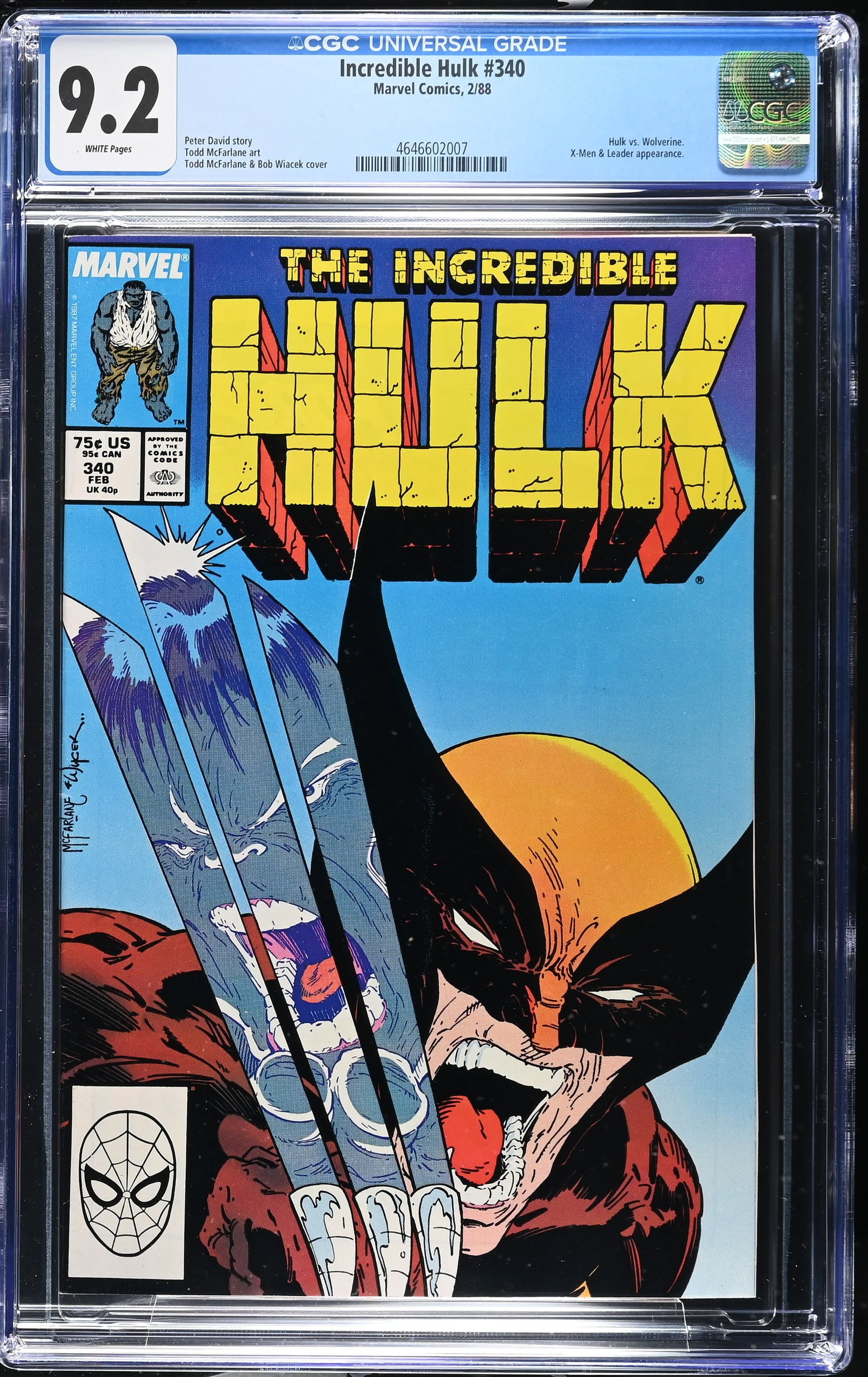 Incredible Hulk #340 CGC 9.2 "Vicious Circle" Iconic Cover By Todd McFarlane (Marvel Comics, 1988) (1 of 2)