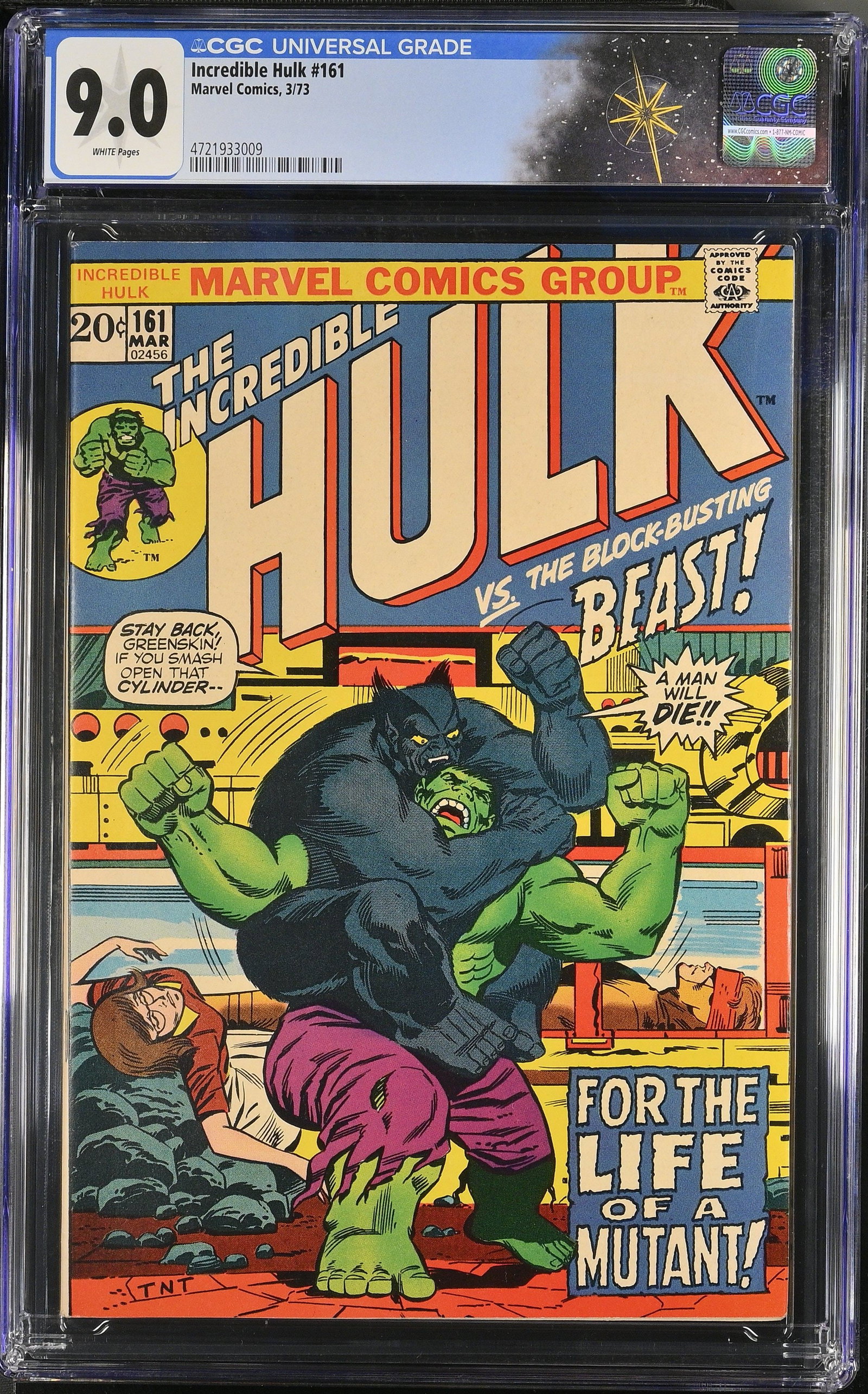 Incredible Hulk #161 CGC 9.0 "Beyond the Border Lurks Death!? Death of the Mimic (Marvel Comics, (1 of 2)