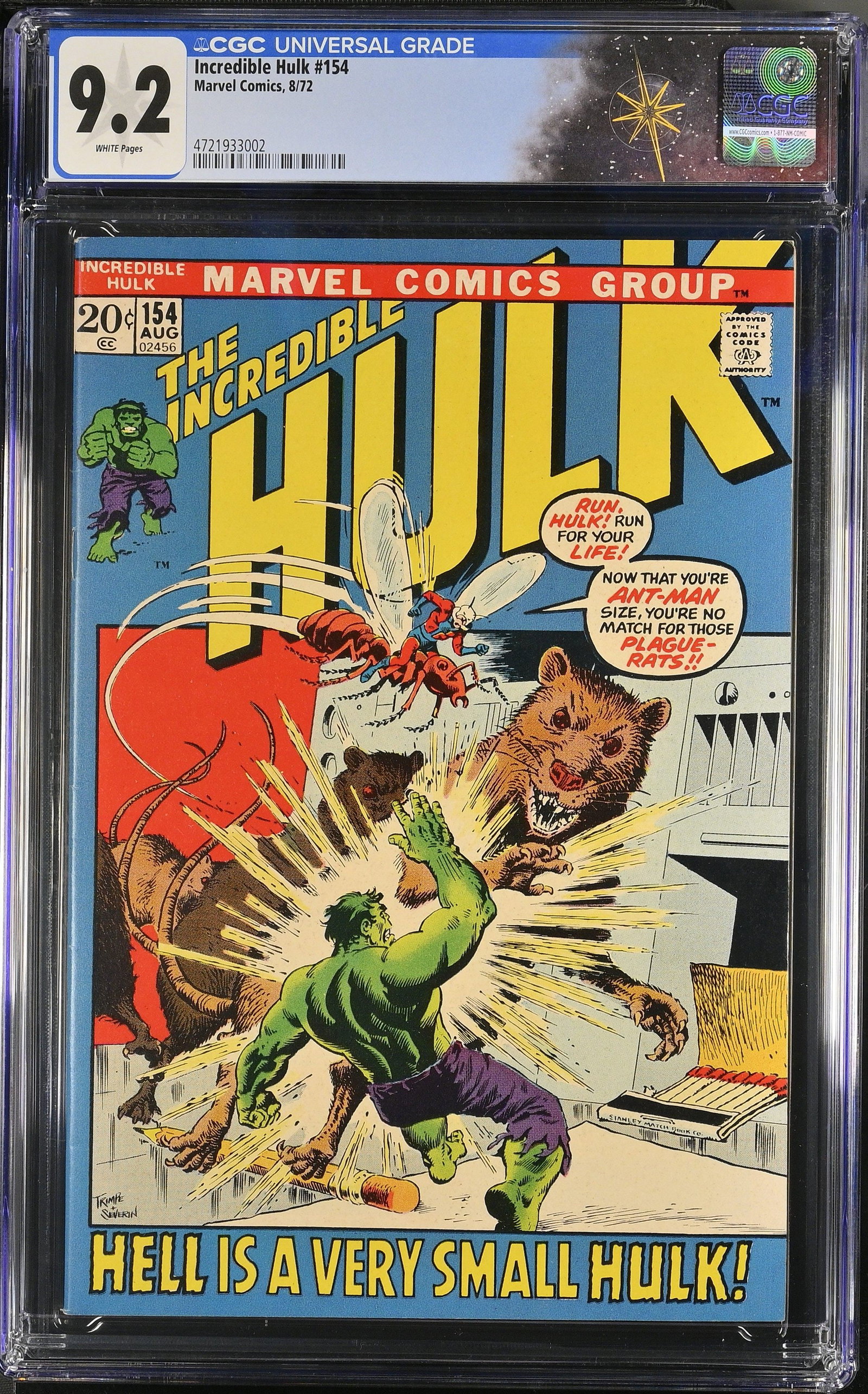 Incredible Hulk #154 CGC 9.2 ?Hell Is a Very Small Hulk!? Herb Trimpe & John Severin Cover (Marvel (1 of 2)