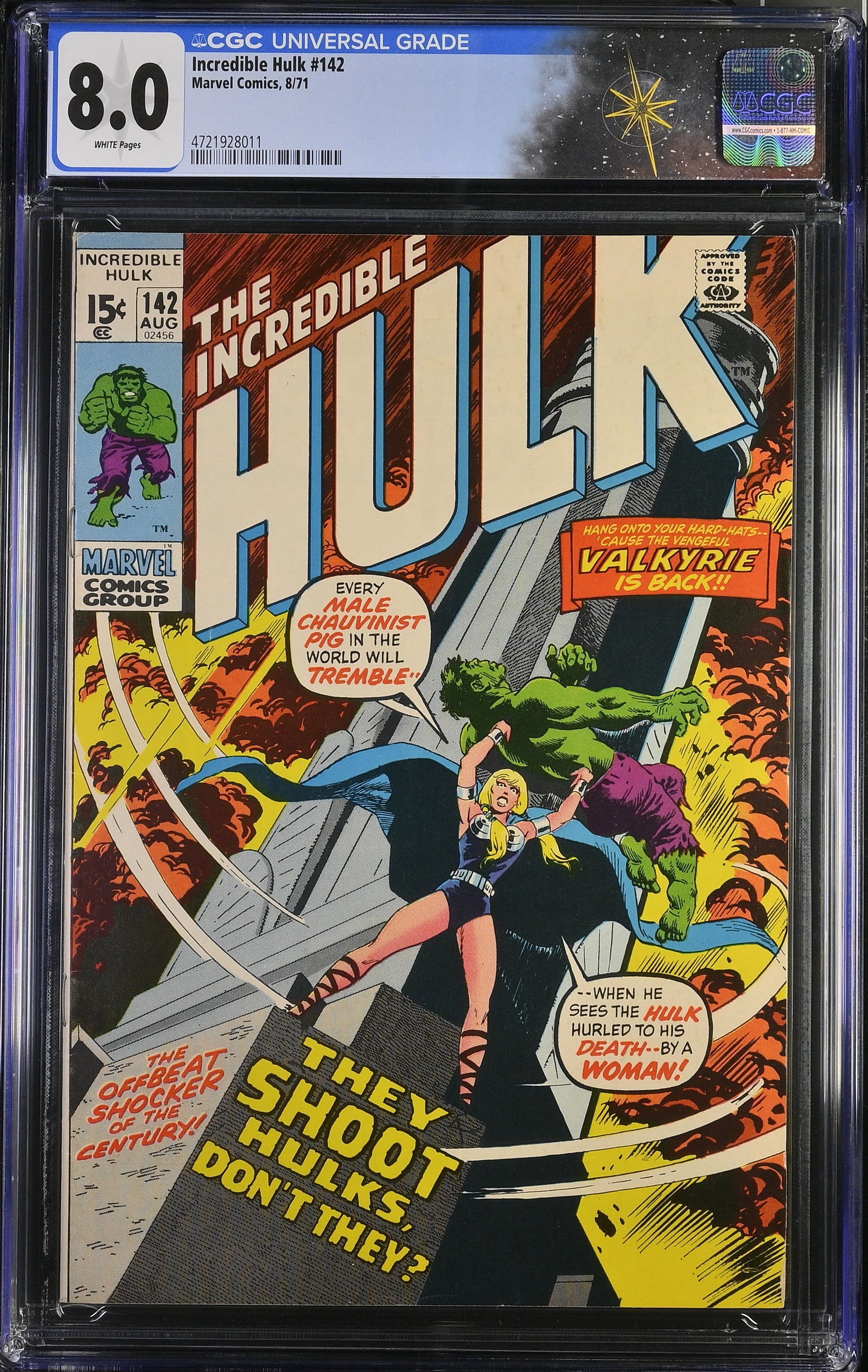 Incredible Hulk #142 CGC 8.0 ?They Shoot Hulks, Don't They?? Valkyrie & Tom Wolfe Cameo (Marvel (1 of 2)