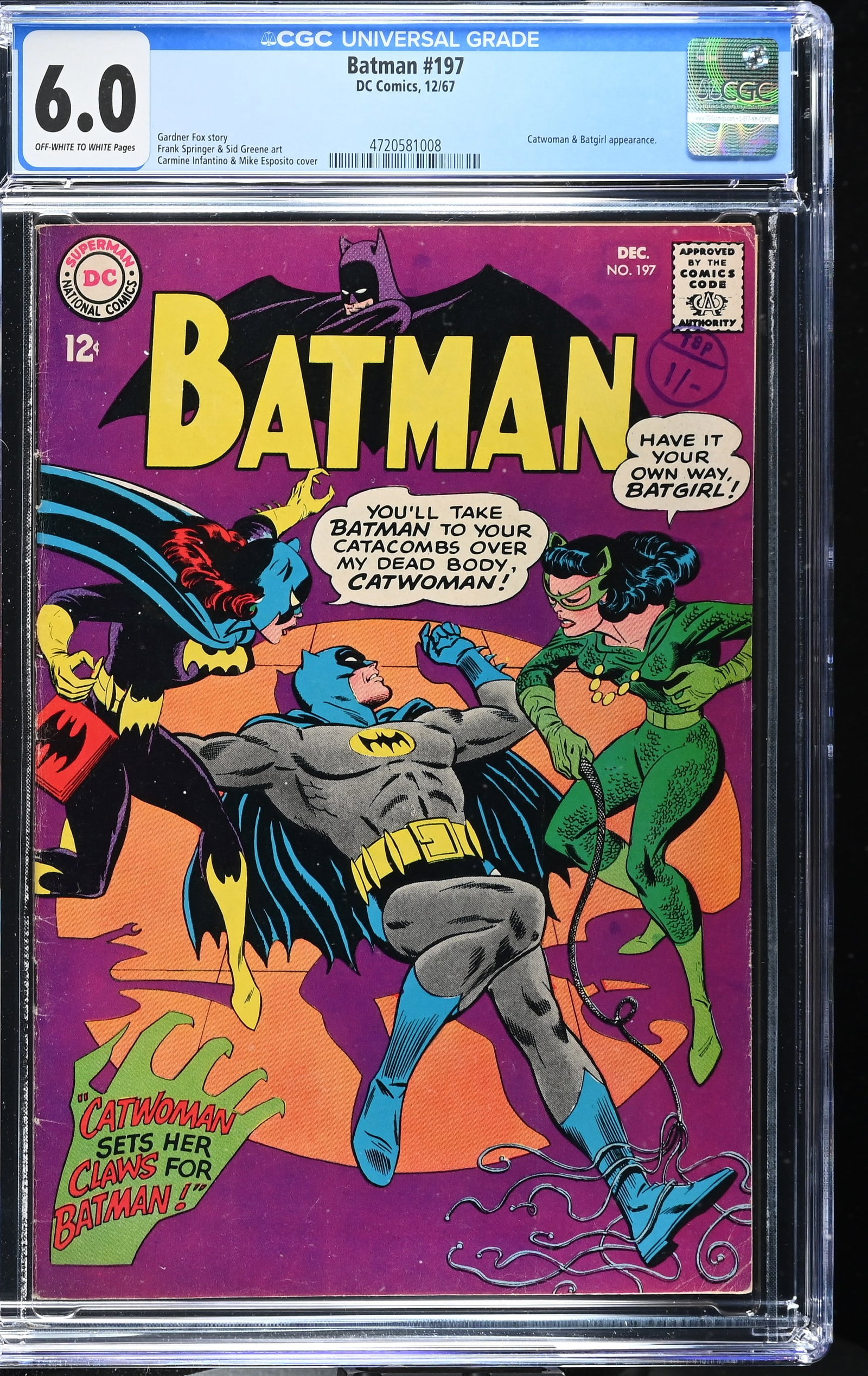 Batman #197 CGC 6.0 "Catwoman Sets Her Claws for Batman!" (DC Comics, 1967) Off-White to White Pages (1 of 2)