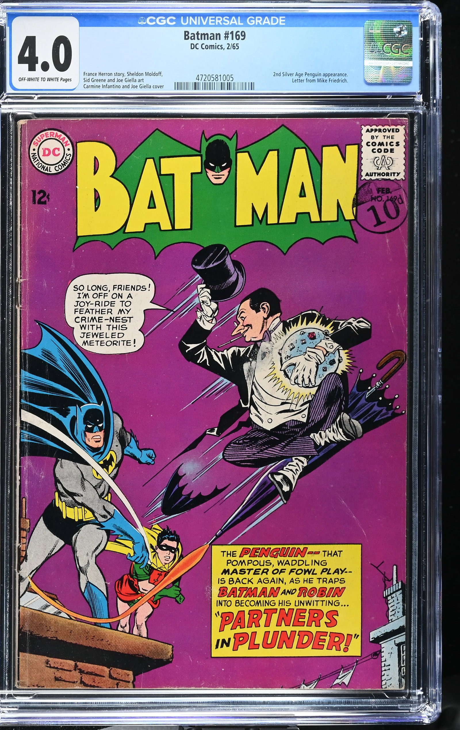 Batman #169 CGC 4.0 2nd Silver Age Appearance of The Penguin (DC Comics, 1965) Off-White to White (1 of 2)