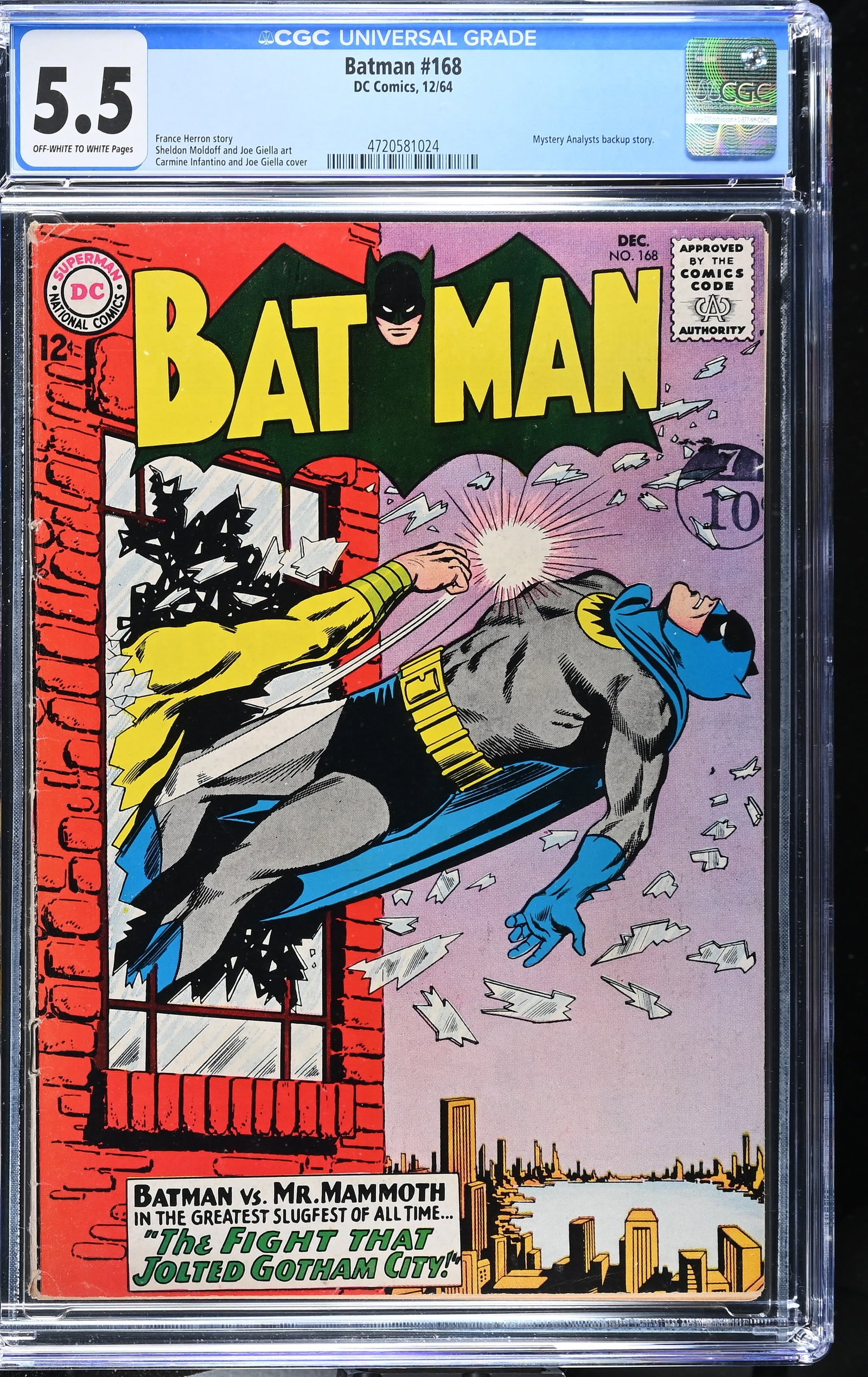Batman #168 CGC 5.5 "The Fight That Jolted Gotham City!" (DC Comics, 1964) Off-White to White Pages (1 of 2)