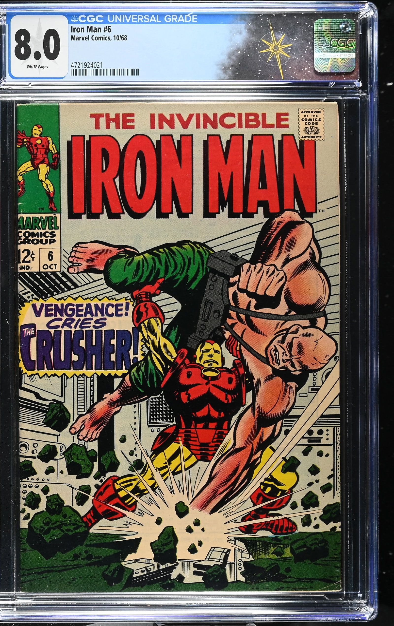 Iron Man #6 CGC 8.0 "Vengeance, Cries the Crusher!" (Marvel Comics, 1968) White Pages (1 of 2)