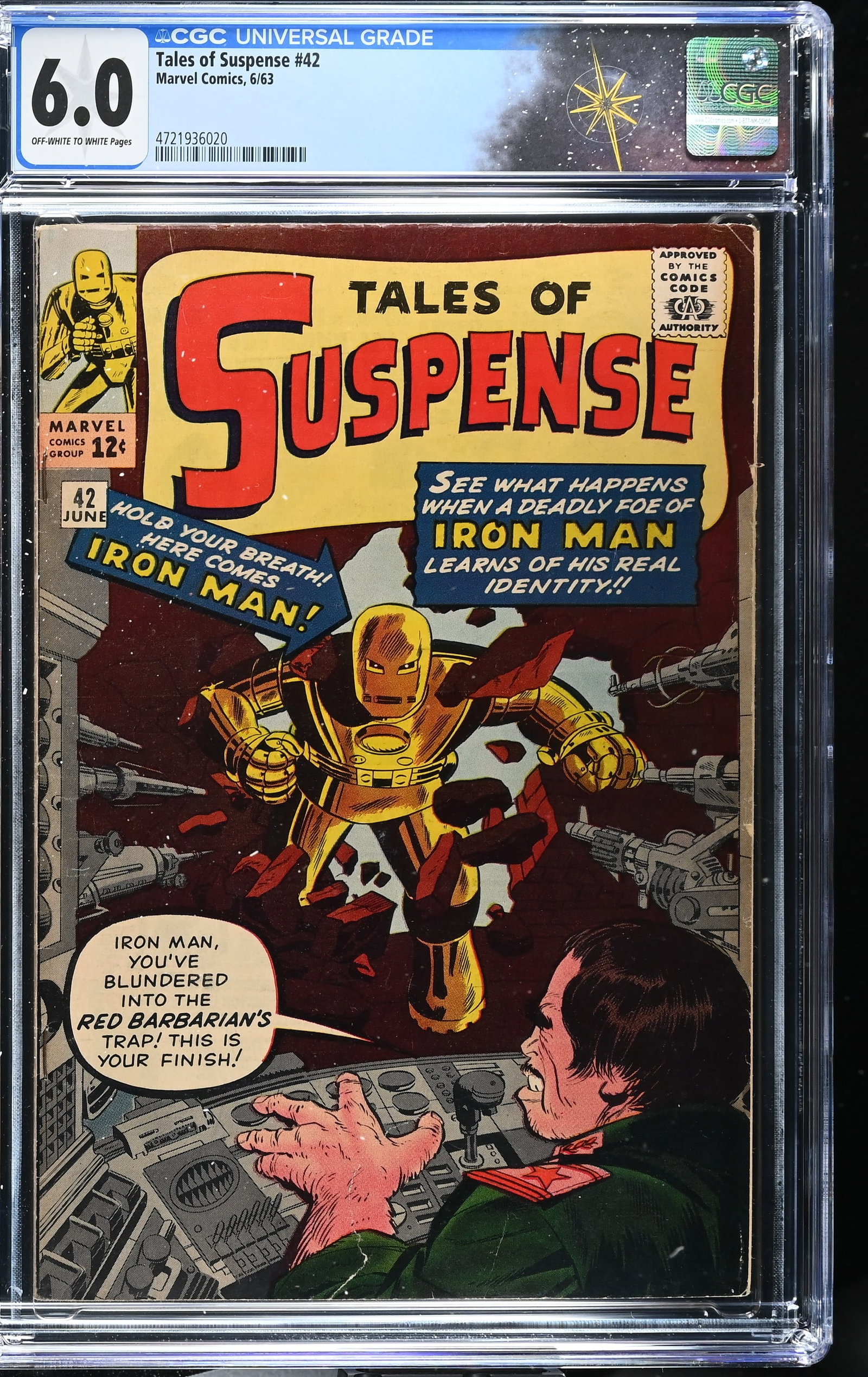Tales of Suspense #42 CGC 6.0 Cover Art by Jack Kirby and Don Heck (Marvel Comics, 1963) Off-White: Tales of Suspense #42 CGC 6.0 Cover Art by Jack Kirby and Don Heck (Marvel Comics, 1963).Cover pencils by Jack Kirby, inks by Don Heck. "Trapped by the Red Barbarian", script by Stan Lee (plot); Rober