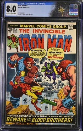 Iron Man #55 CGC 8.0 1st Appearance of Thanos & Drax the Destroyer (Marvel Comics, 1973) Off-White (1 of 2)