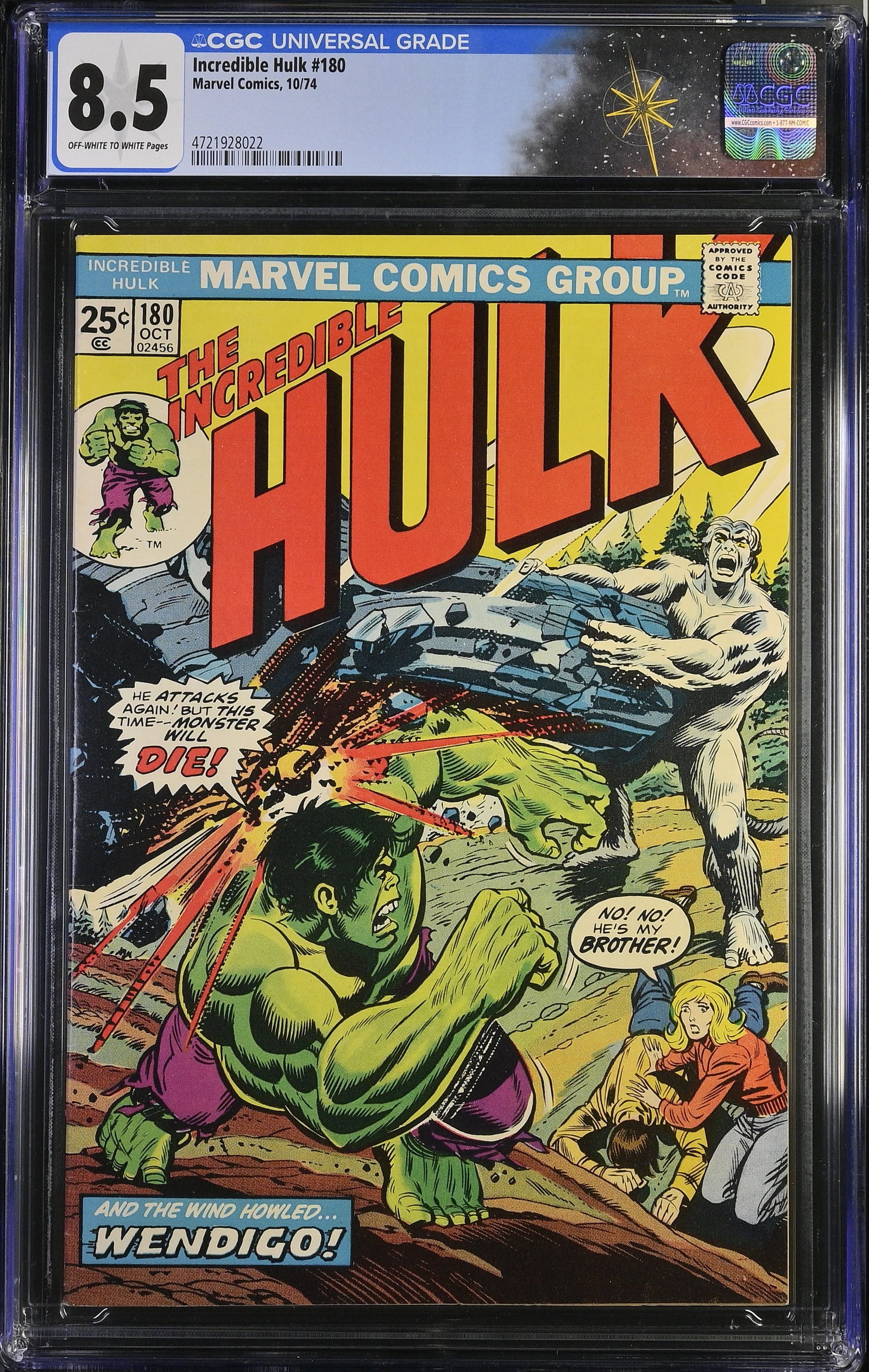Incredible Hulk #180 CGC 8.5 1st Cameo Wolverine In Last Panel Herb Trimpe Cover (Marvel Comics, (1 of 2)