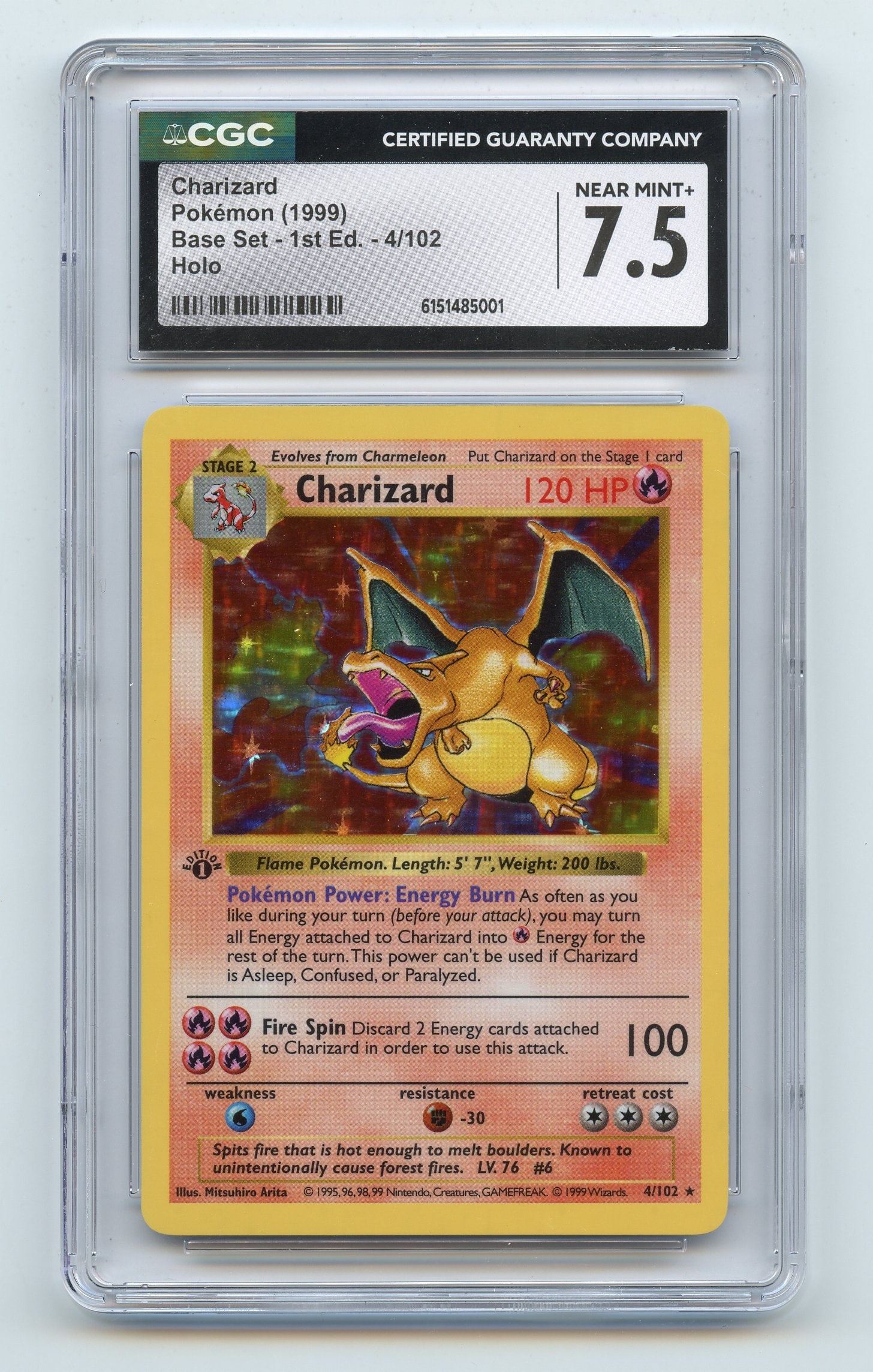 CGC 7.5 Charizard #4 Shadowless 1st Edition - Base Set (1 of 2)