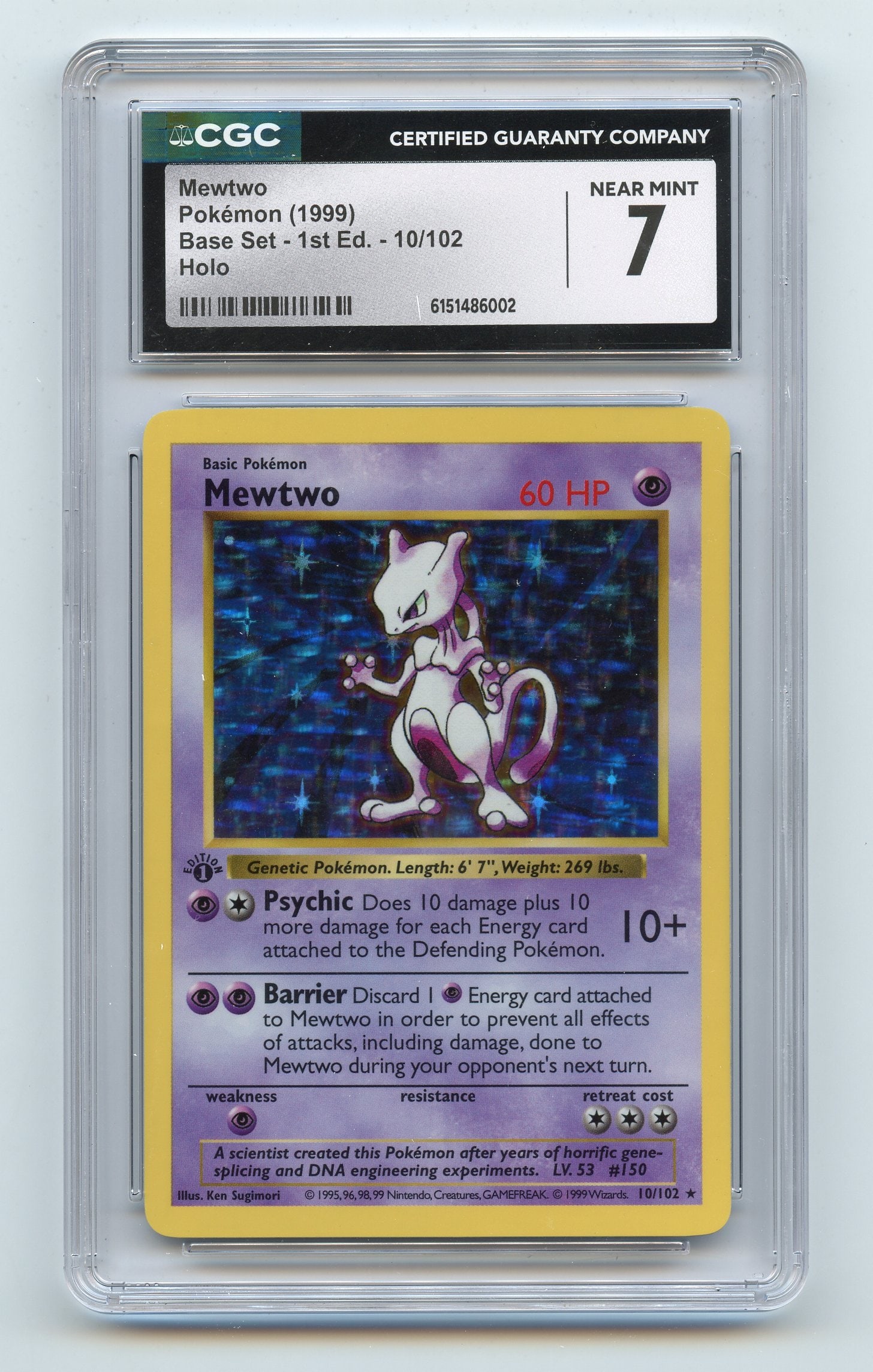 CGC 7 Mewtwo #10 Shadowless 1st Edition Base Set (1 of 2)
