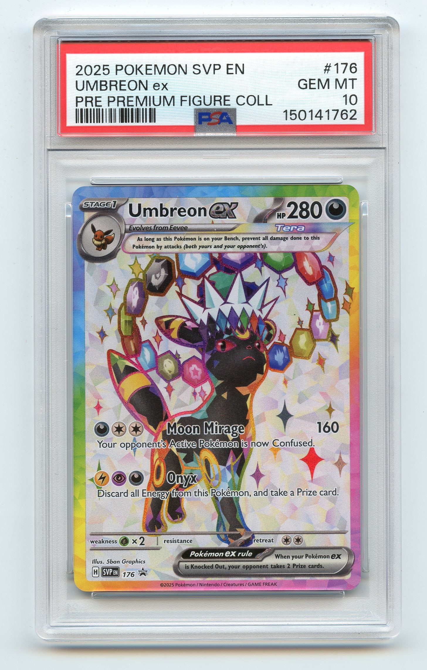 PSA 10 Umbreon ex #176 SVP - Premium Figure Collection: Umbreon ex #176 SVP from the Premium Figure Collection, graded GEM MT 10 by PSA.