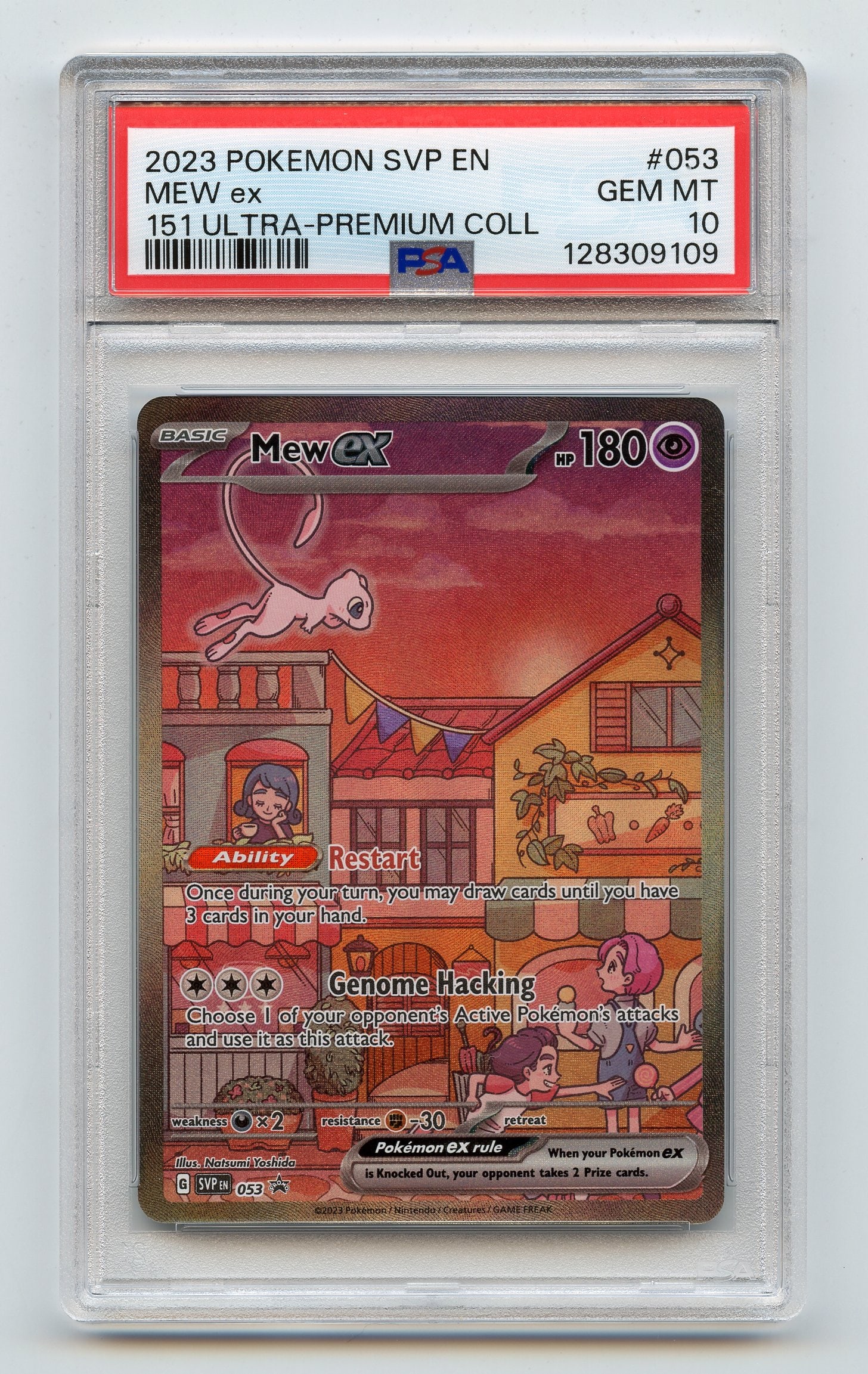PSA 10 Mew ex #53 Promo - 151 Ultra Premium Collection: Mew ex #53 Promo from 151 Ultra Premium Collection (2023), graded GEM MT 10 by PSA.