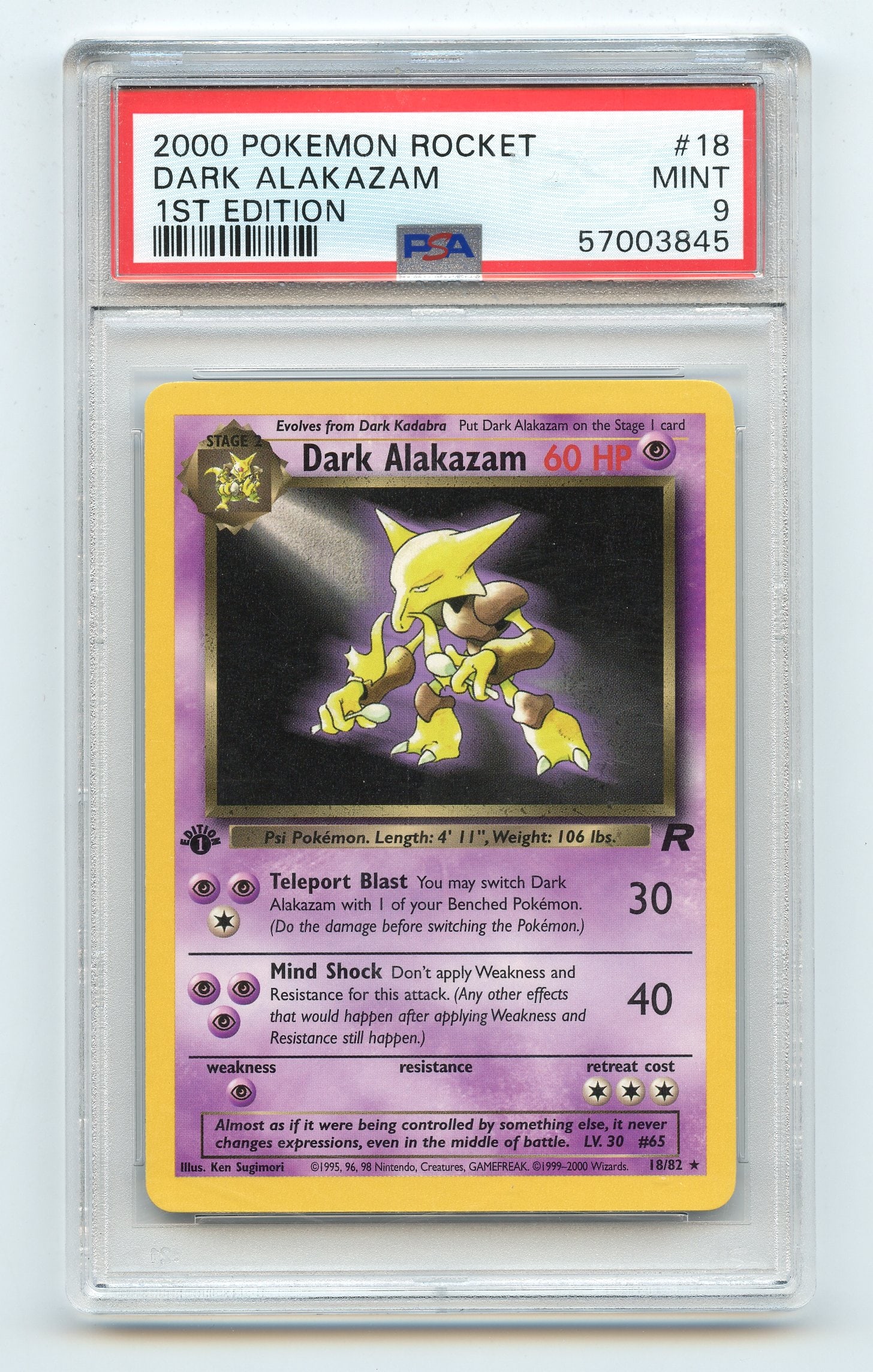 PSA 9 Dark Alakazam #18 1st Edition - Team Rocket (1 of 2)