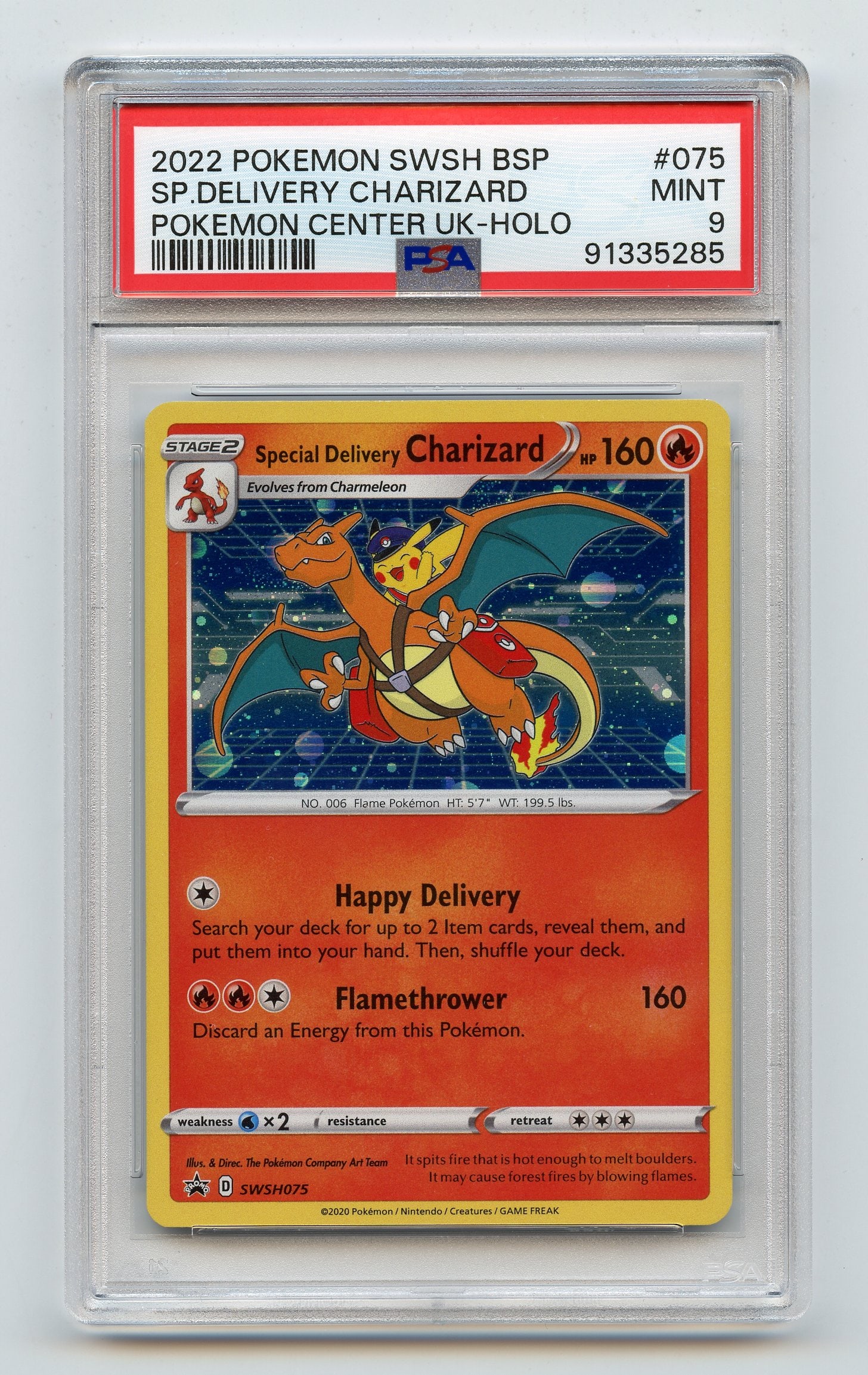 PSA 9 Special Delivery Charizard #75 Holo Promo - Pokemon Center UK: Special Delivery Charizard #75 Holo Promo, Pokemon Center UK, graded MINT 9 by PSA