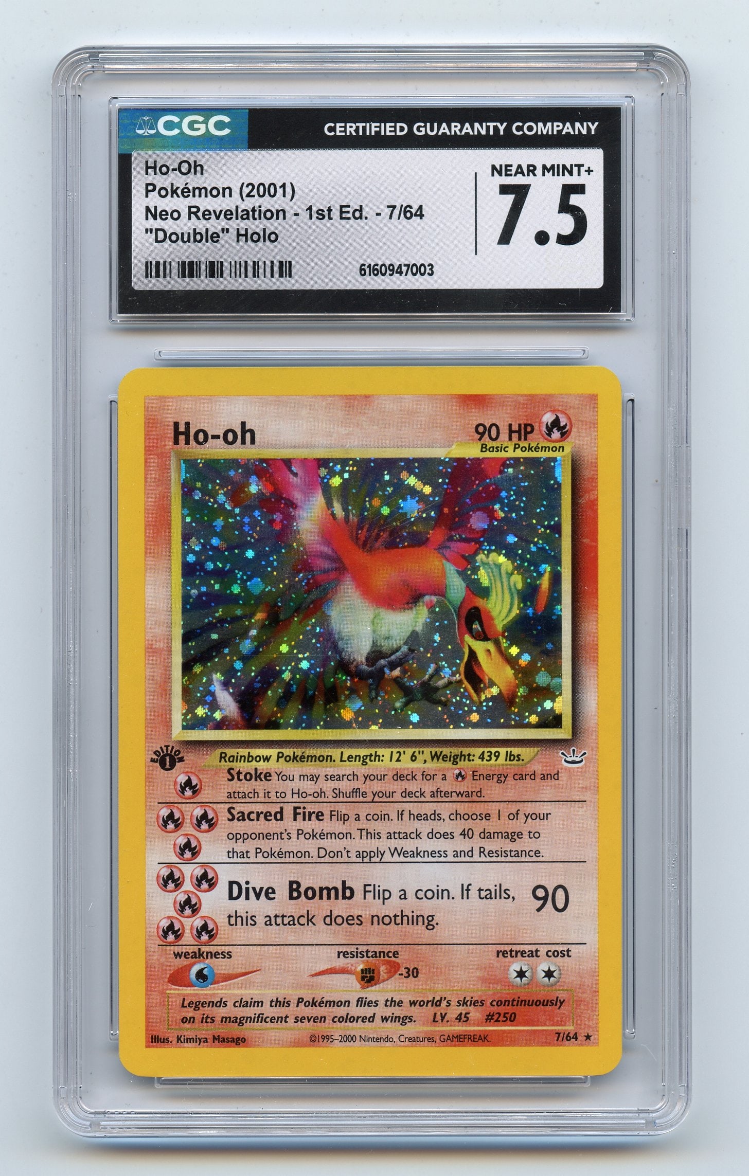 CGC 7.5 Ho-oh #7 1st Edition "Double" Holo - Neo Revelation (1 of 2)