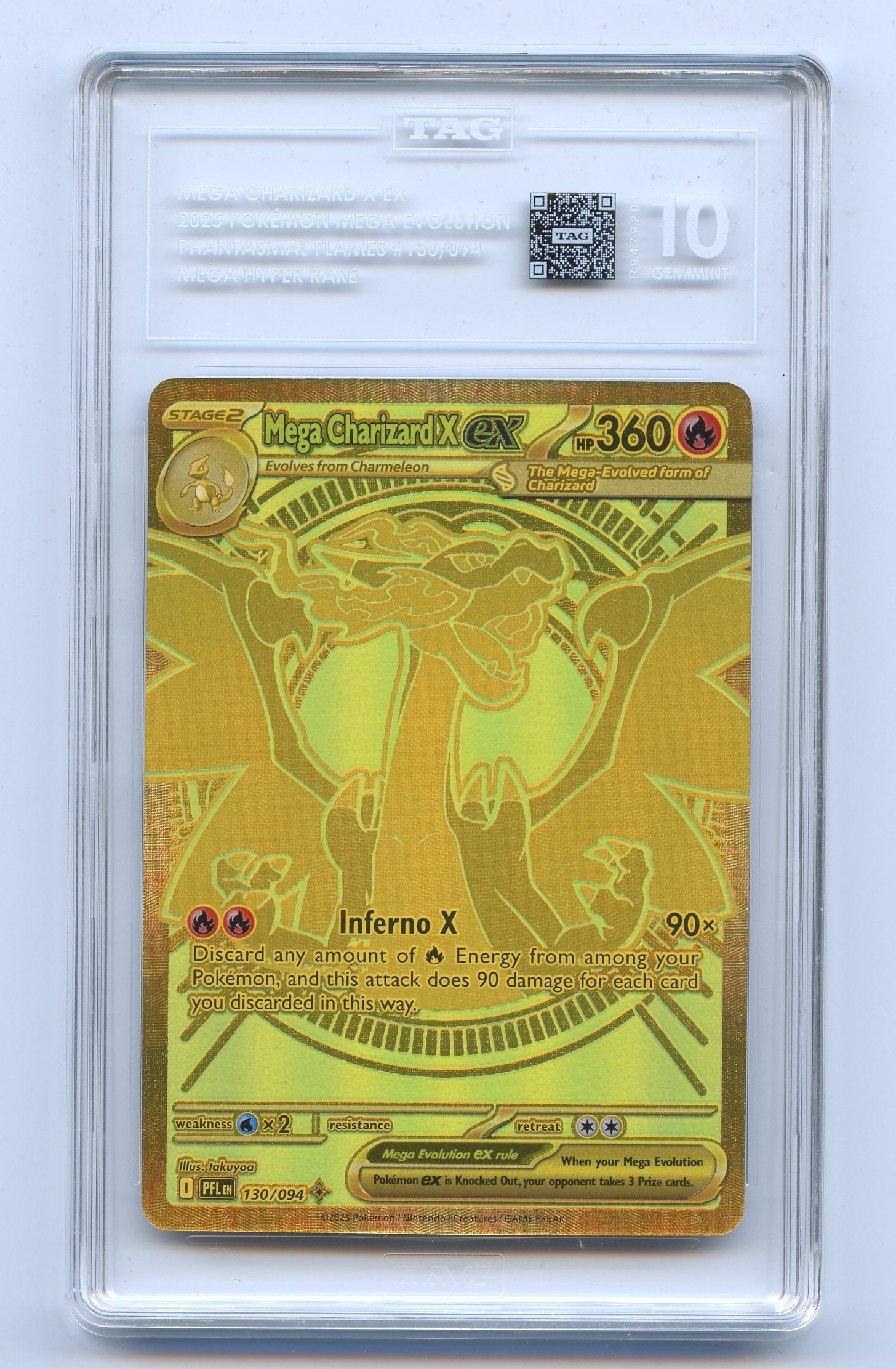 TAG 10 Mega Charizard X ex #130 Mega Hyper Rare Phantasmal Flames (1 of 2)