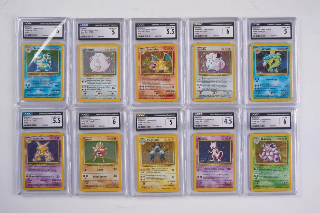 Base Set Graded Holo Collection - FRENCH Language: This lot features x15 French language printing Base Set holos, all graded by CGC. With French cards having a strong collecting base, these are extra desirable examples of the iconic Base Set holos.