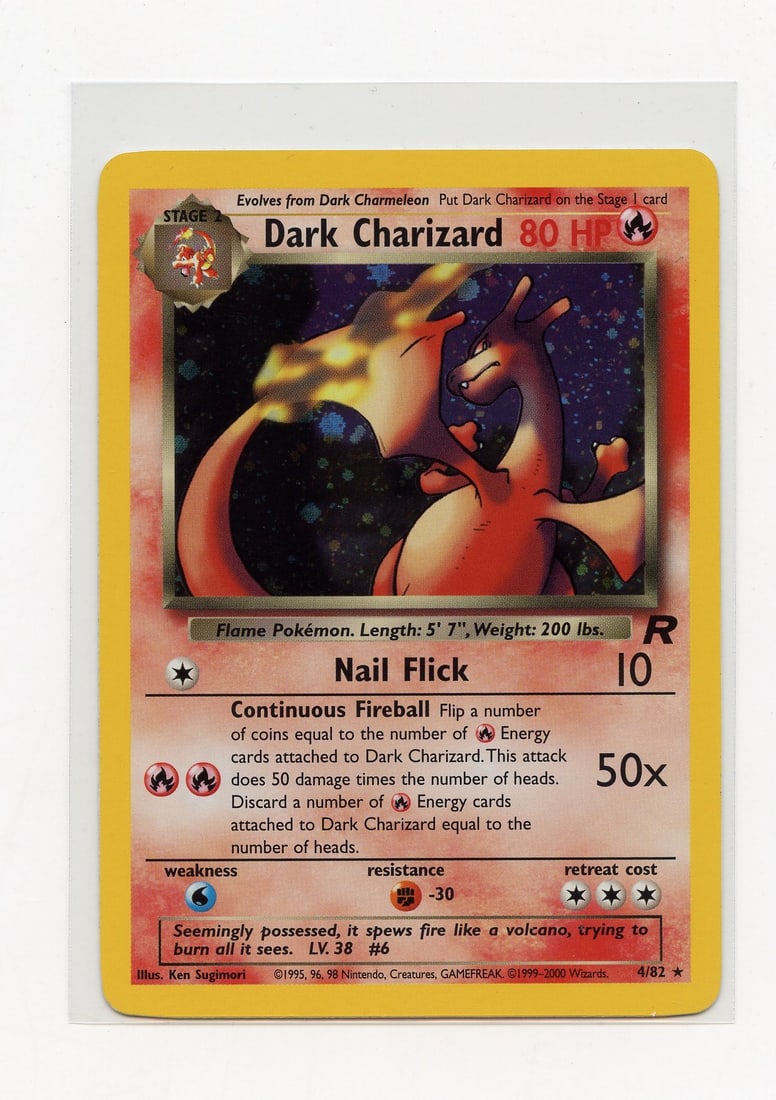 Dark Charizard #4 Holo Team Rocket - LP: Dark Charizard #4 Holo from the Team Rocket expansion (2000), in Light Play condition. This card has some light whitening on the border, but otherwise looks great.