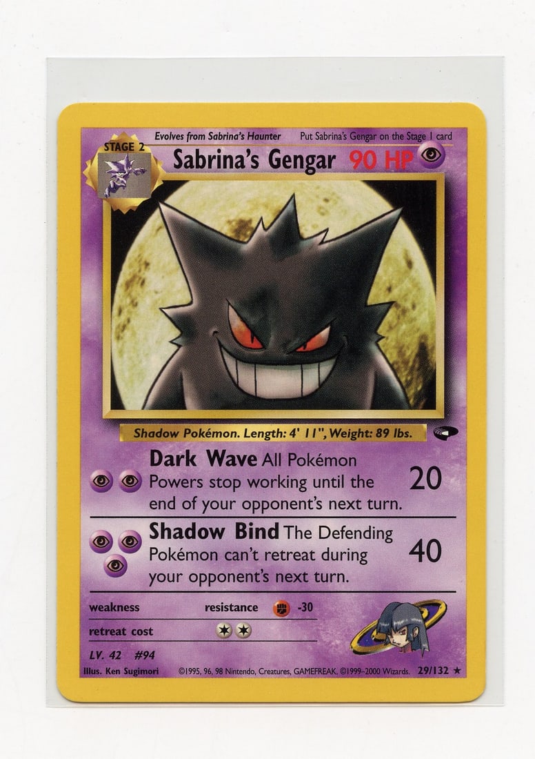 Sabrina's Gengar #29 Gym Challenge - LP+: Sabrina's Gengar #29 from the Gym Challenge expansion, in Light Play+ condition. This card is close to Near Mint, with only very minor knocks on its borders.