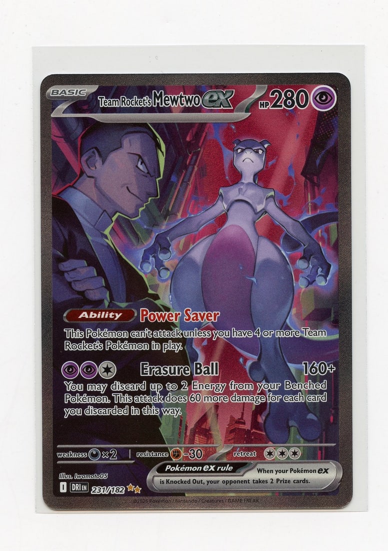Team Rocket's Mewtwo #231 SIR Destined Rivals - (NM): Team Rocket's Mewtwo #231 Special Illustration Rare from Destined Rivals, in Near Mint condition.