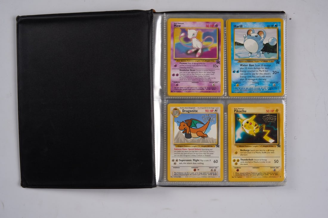 Base Set Shadowless/Unlimited Collection + Black Star Promos (x41 cards): A collection of Base Set Shadowless and Unlimited cards, with additional Black Star Promos, totalling x41 cards. These have been delicately preserved since their purchase in 1999, with conditions in t