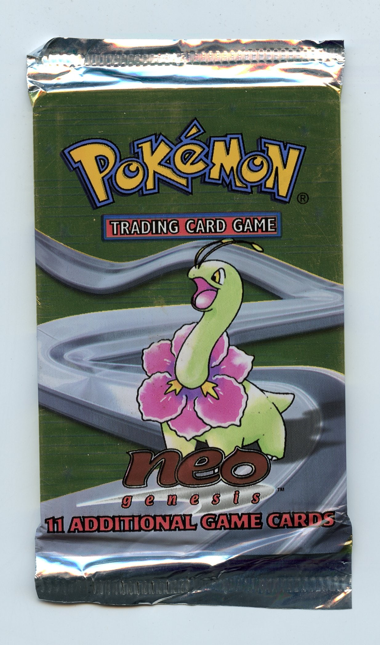 Neo Genesis Sealed Booster Pack Meganium Artwork: This lot features a sealed Neo Genesis booster pack featuring the Meganium artwork. Weighing in at 21.30 grams this would be considered a heavy packs While we cannot guarantee anything, light packs we