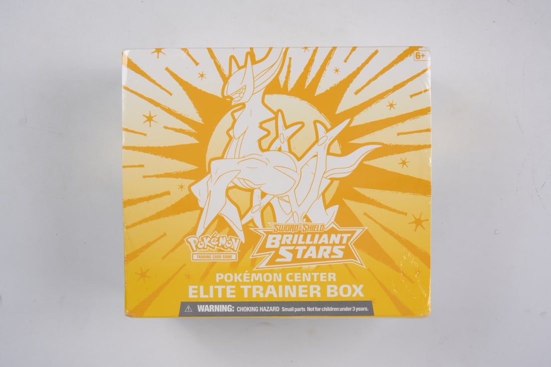 Sword & Shield - Brilliant Stars Pokemon Center Elite Trainer Box: A factory sealed Brilliant Stars Pokemon Center Elite Trainer Box from the Sword & Shield era. These are becoming increasingly rare to find, with many exciting cards from the set to potentially find. 