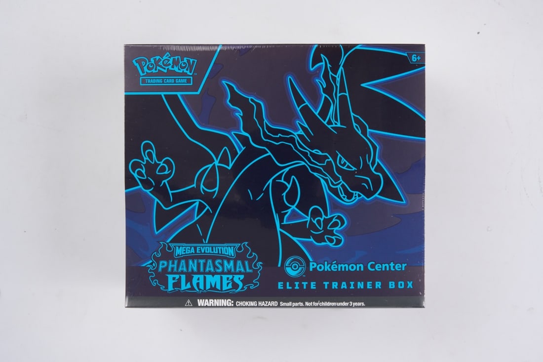 Pokemon Center Phantasmal Flames Elite Trainer Box - sealed: This lot contains a factory sealed Phantasmal Flames Pokemon Center ETB. The product comes with extra booster packs and a stamped promo. This item is perfectly sealed with no tears in the wrapping and
