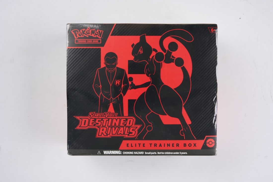 Destined Rivals Elite Trainer Box - Sealed: This lot contains a factory sealed Destined Rivals ETB from the Scarlet & Violet. The product comes with booster packs and a promo.This item is sealed with no tears in the wrapping but does have some 