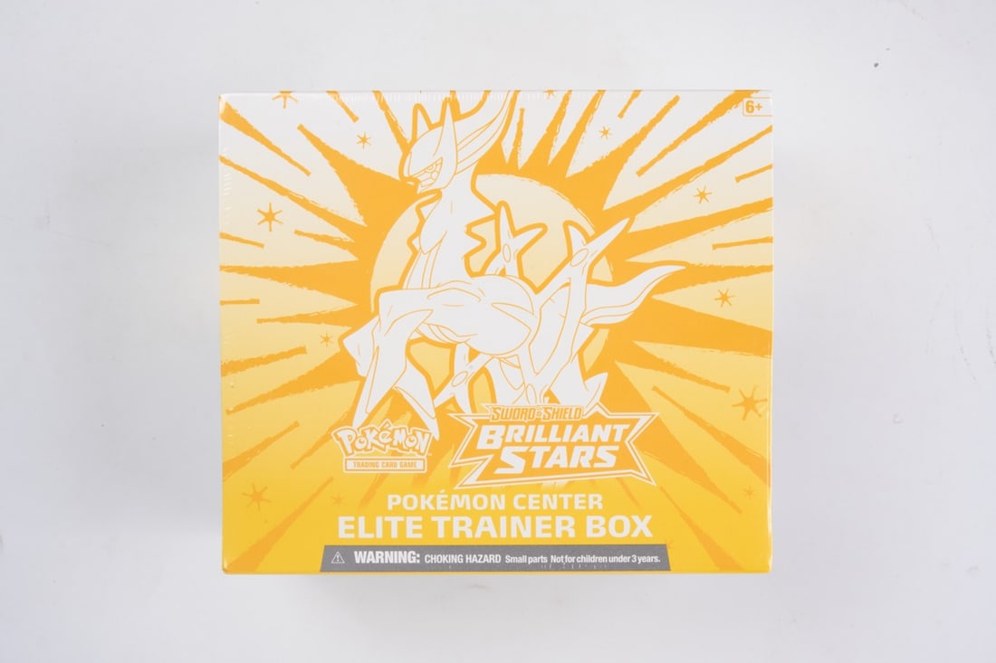 Pokemon Center Brilliant Stars Elite Trainer Box - Sealed: This lot contains a factory sealed Brilliant Stars Pokemon Center ETB. The product comes with extra booster packs and a stamped promo. This item is perfectly sealed with no tears in the wrapping and o